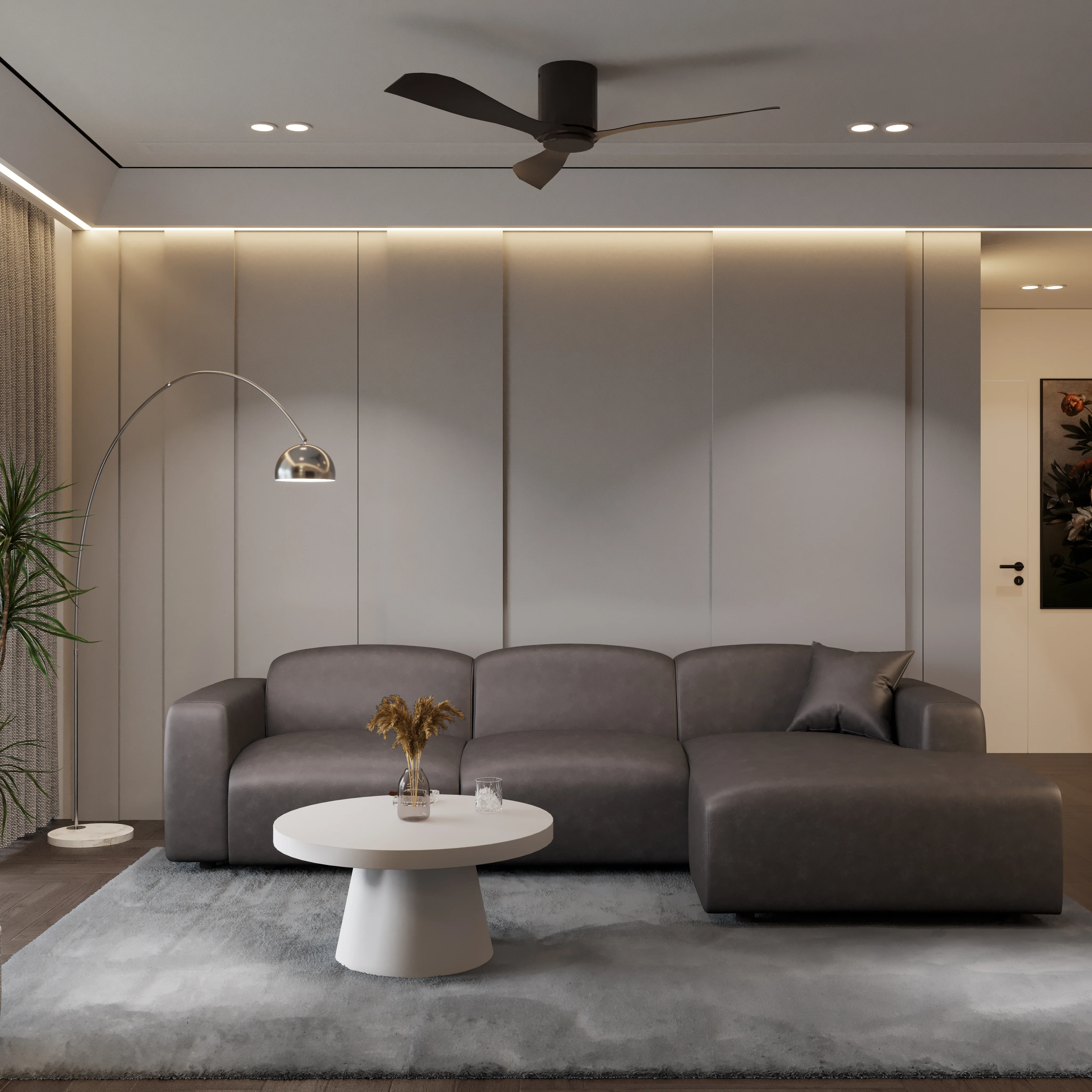 Whisper 4-Seater Conversation Set With a Chaise Lounge Chair in Brown