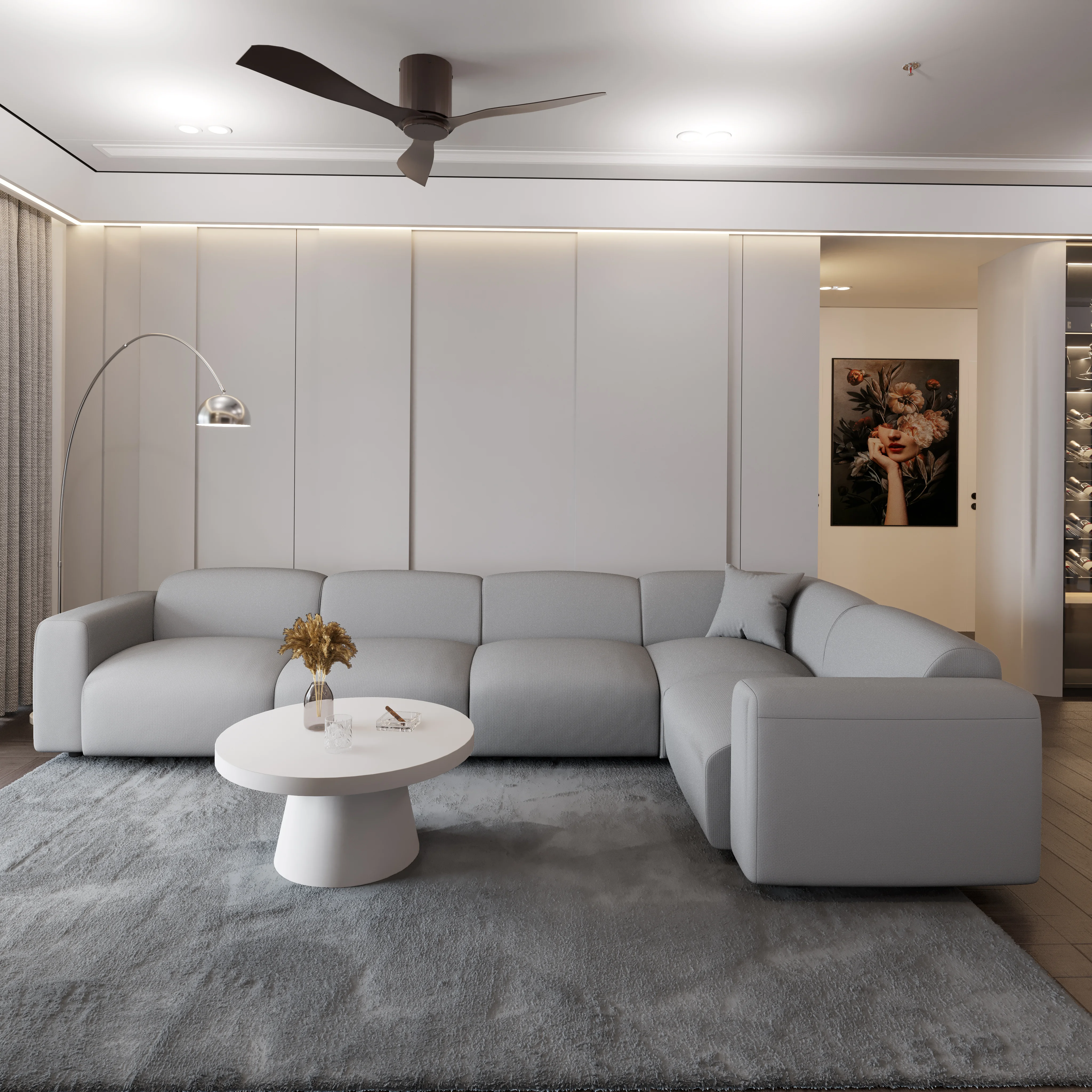 Whisper 6-Seater Conversation Set with Ottoman in Taupe