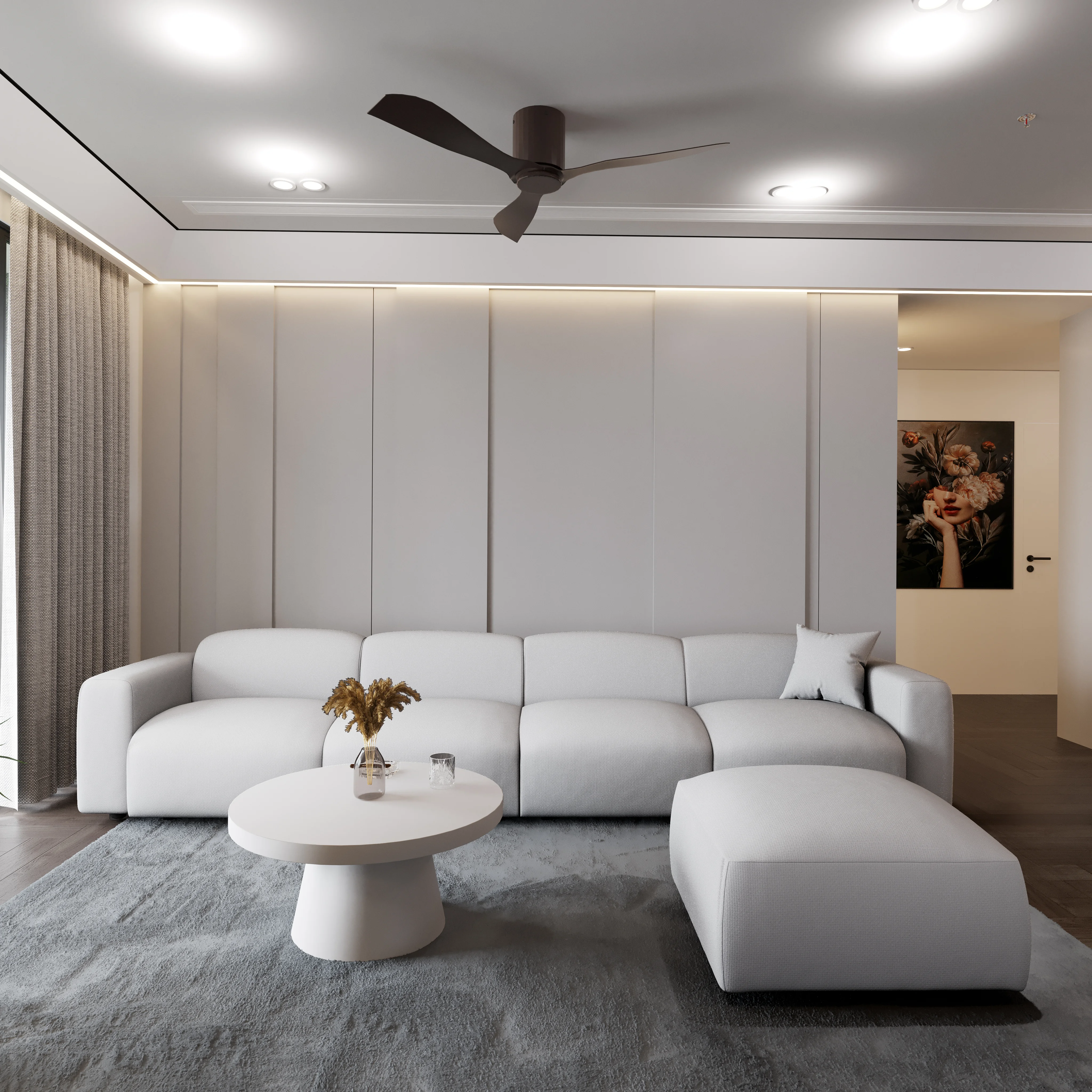 Whisper 6-Seater Conversation Set with Ottoman in Taupe