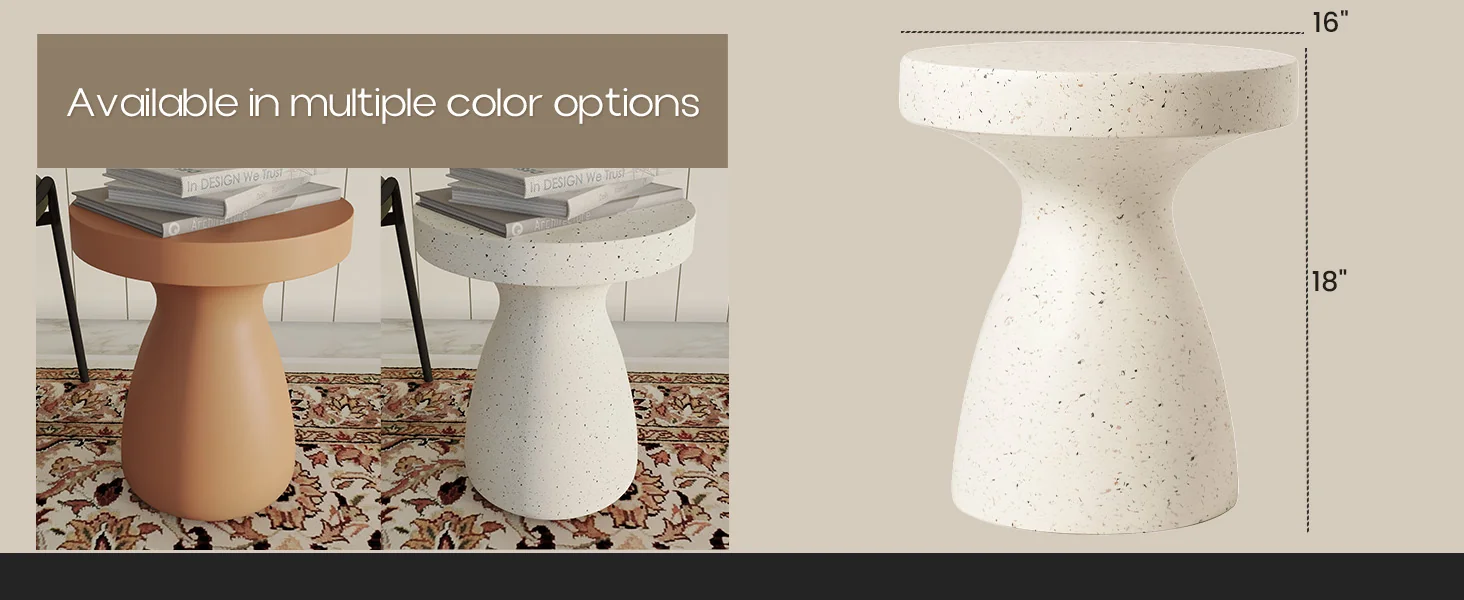 Modern Side End Table Wisp Series In Terrazzo White