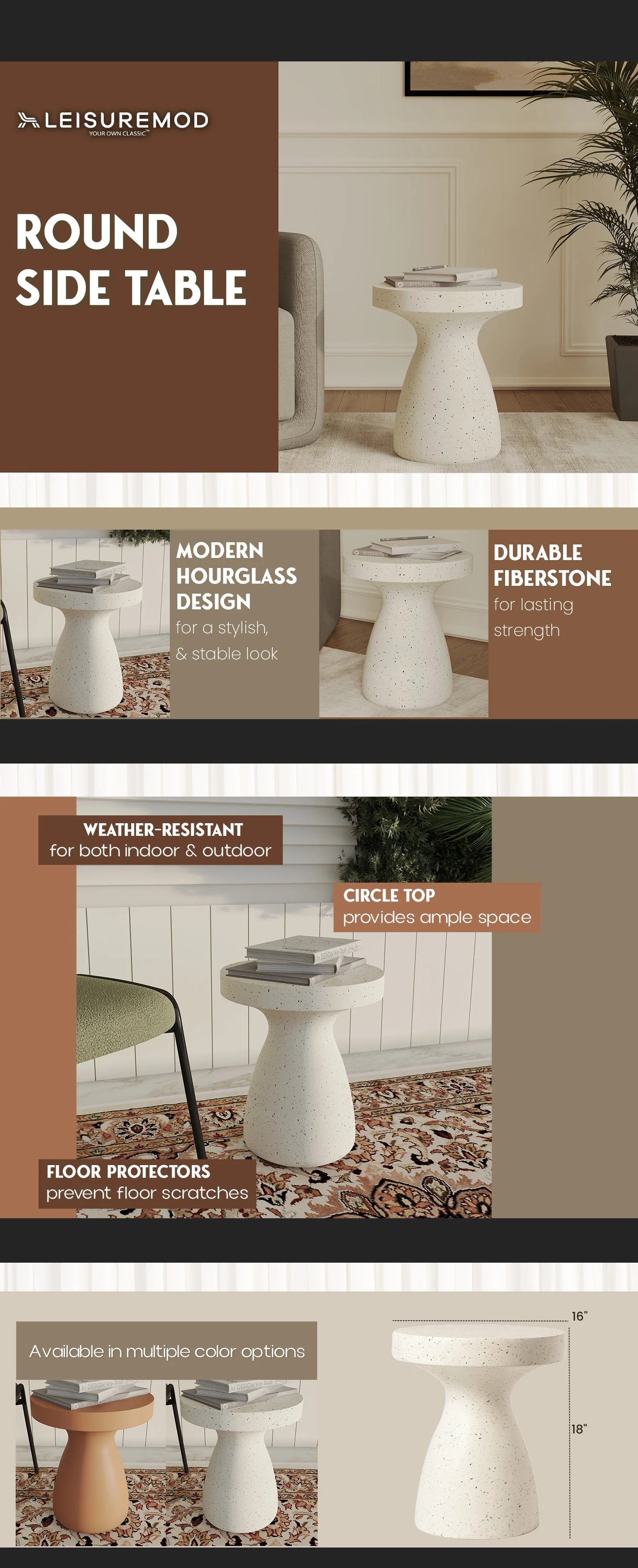 Modern Side End Table Wisp Series In Terrazzo White