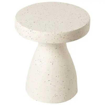 Modern Side End Table Wisp Series In Terrazzo White