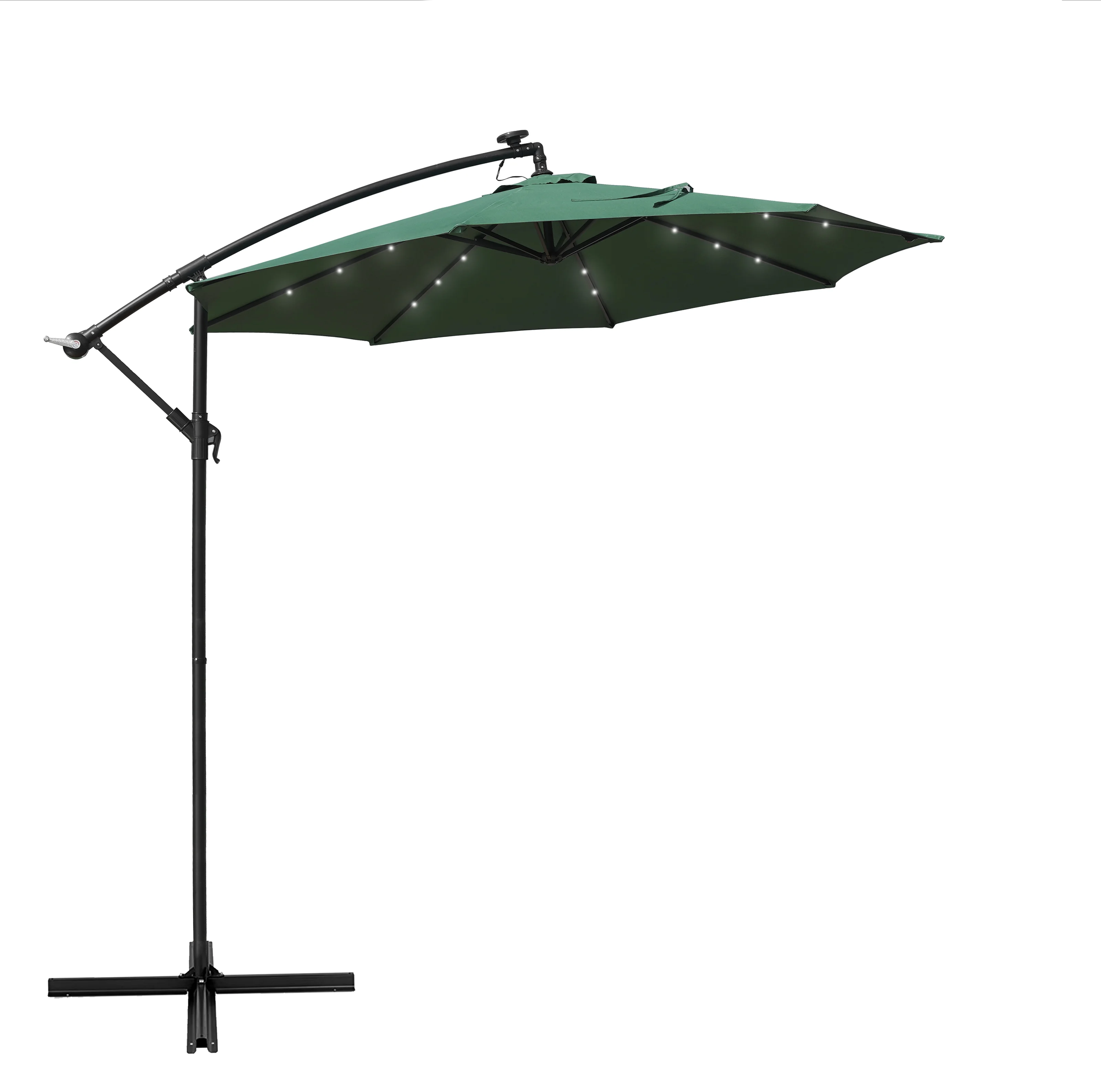 Willry Modern Outdoor 10 Ft Offset Cantilever Hanging Patio Umbrella With Solar Powered LED