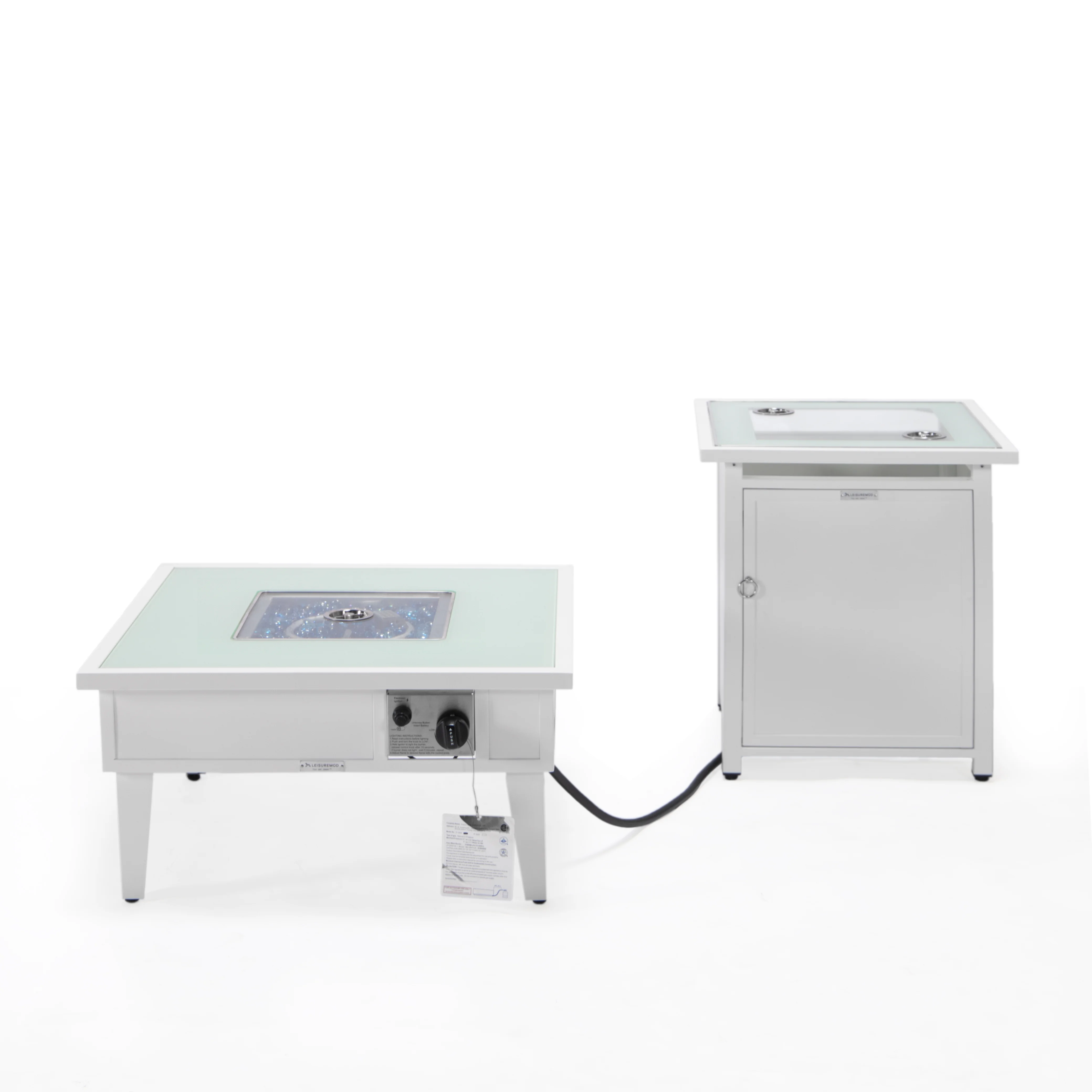 Walbrooke Patio Square Fire Pit and Tank Holder in White