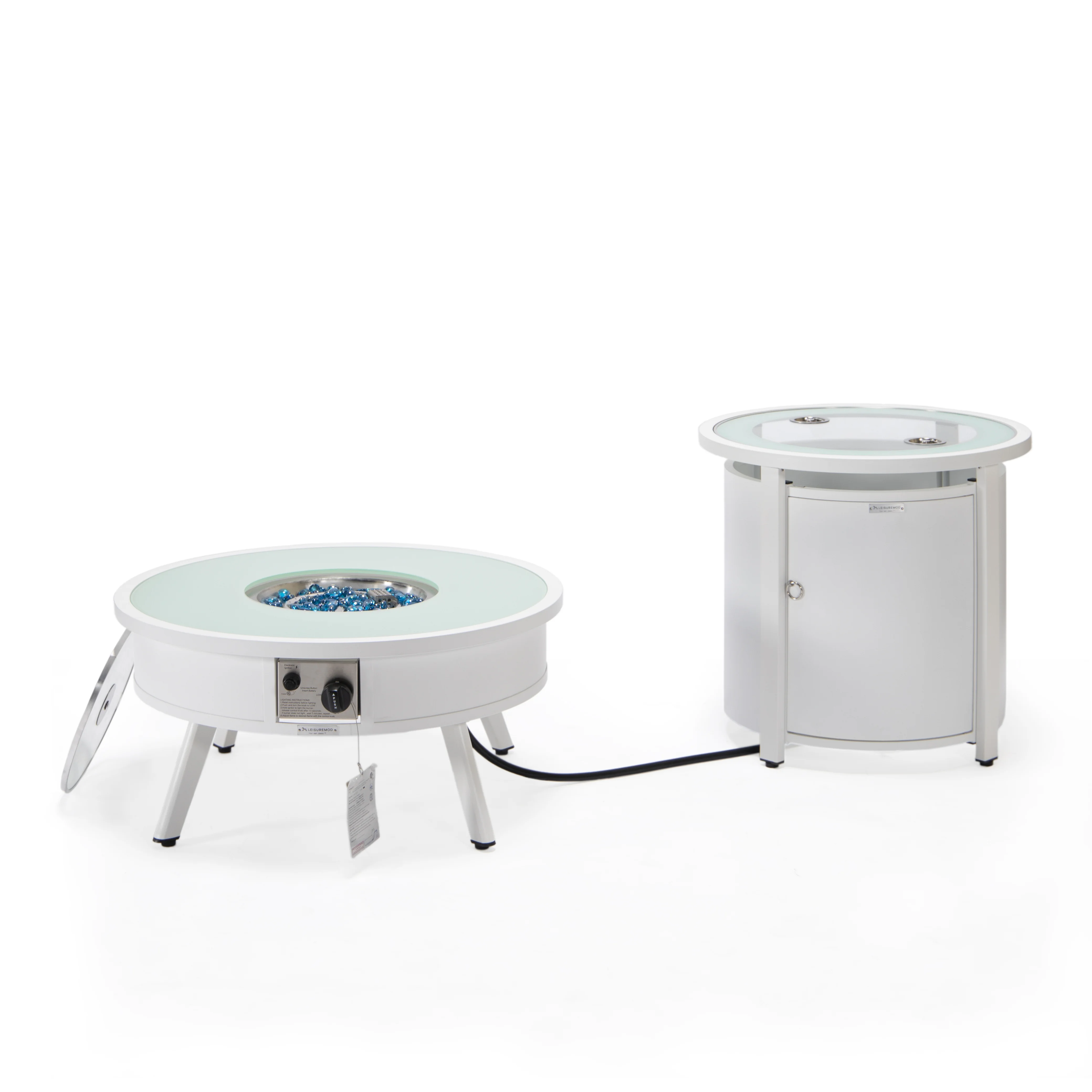Walbrooke Patio Round Fire Pit and Tank Holder in White