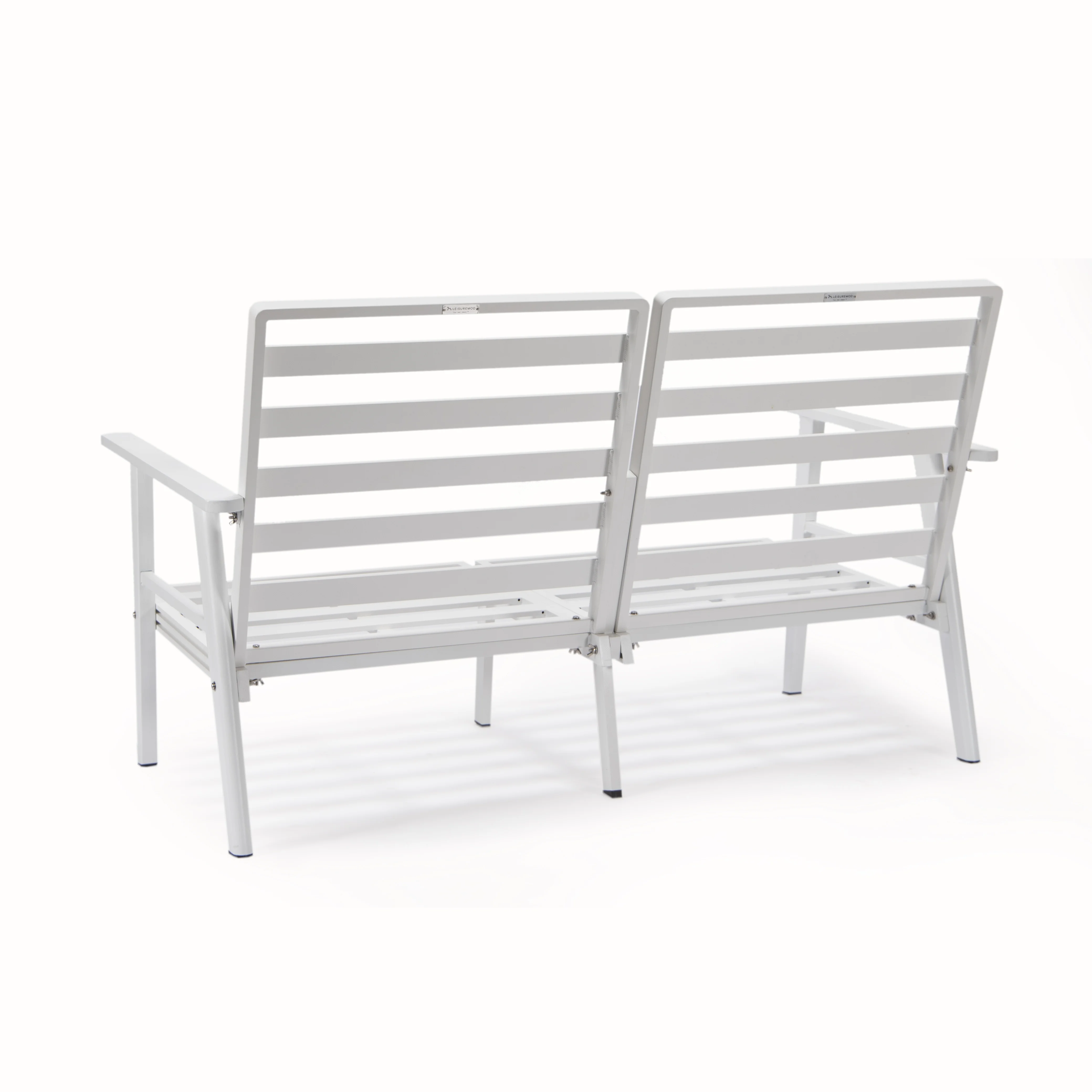 Walbrooke Modern Outdoor Patio Loveseat with White Aluminum Frame and Removable Cushions For Patio and Backyard Garden