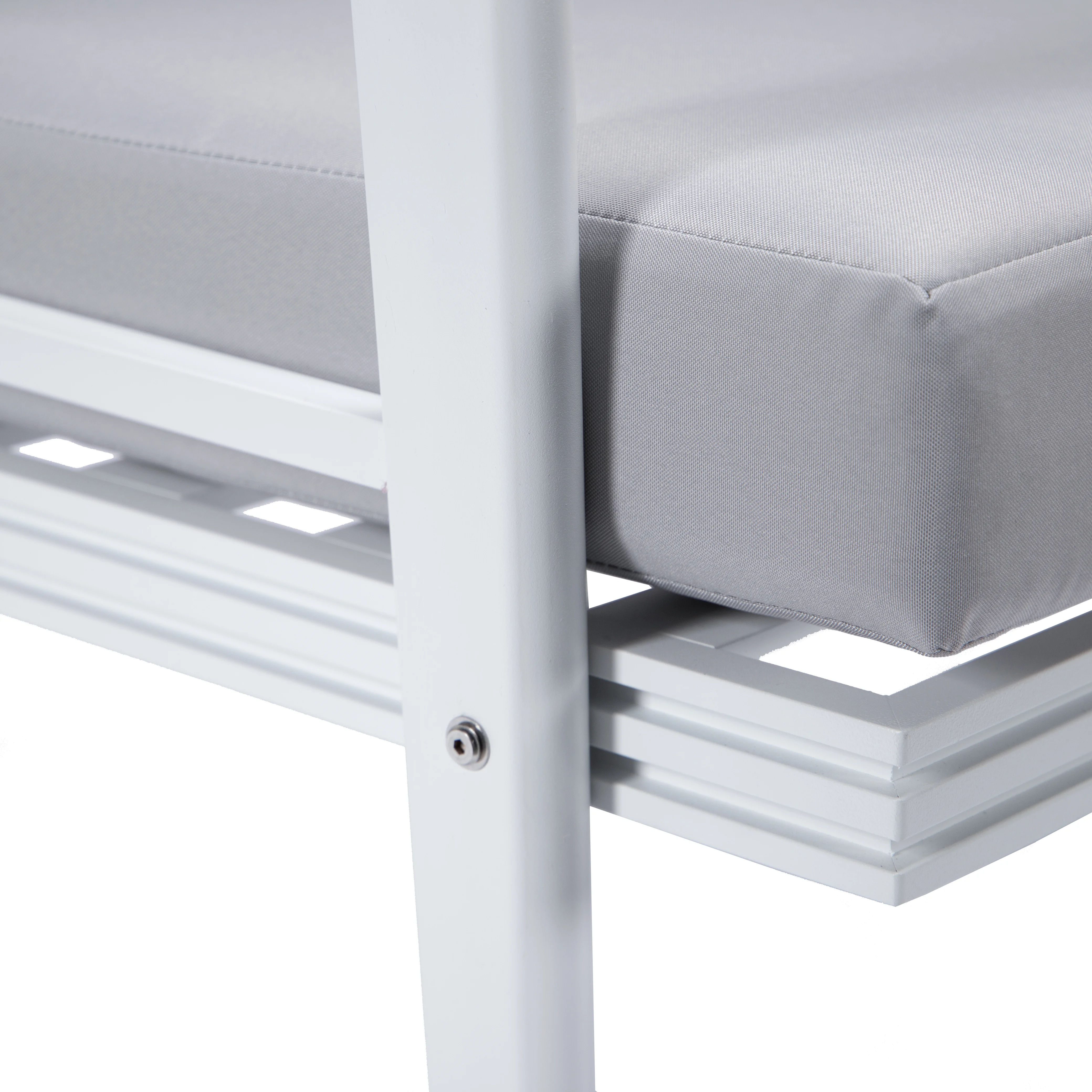 Walbrooke Modern Outdoor Patio Loveseat with White Aluminum Frame and Removable Cushions For Patio and Backyard Garden