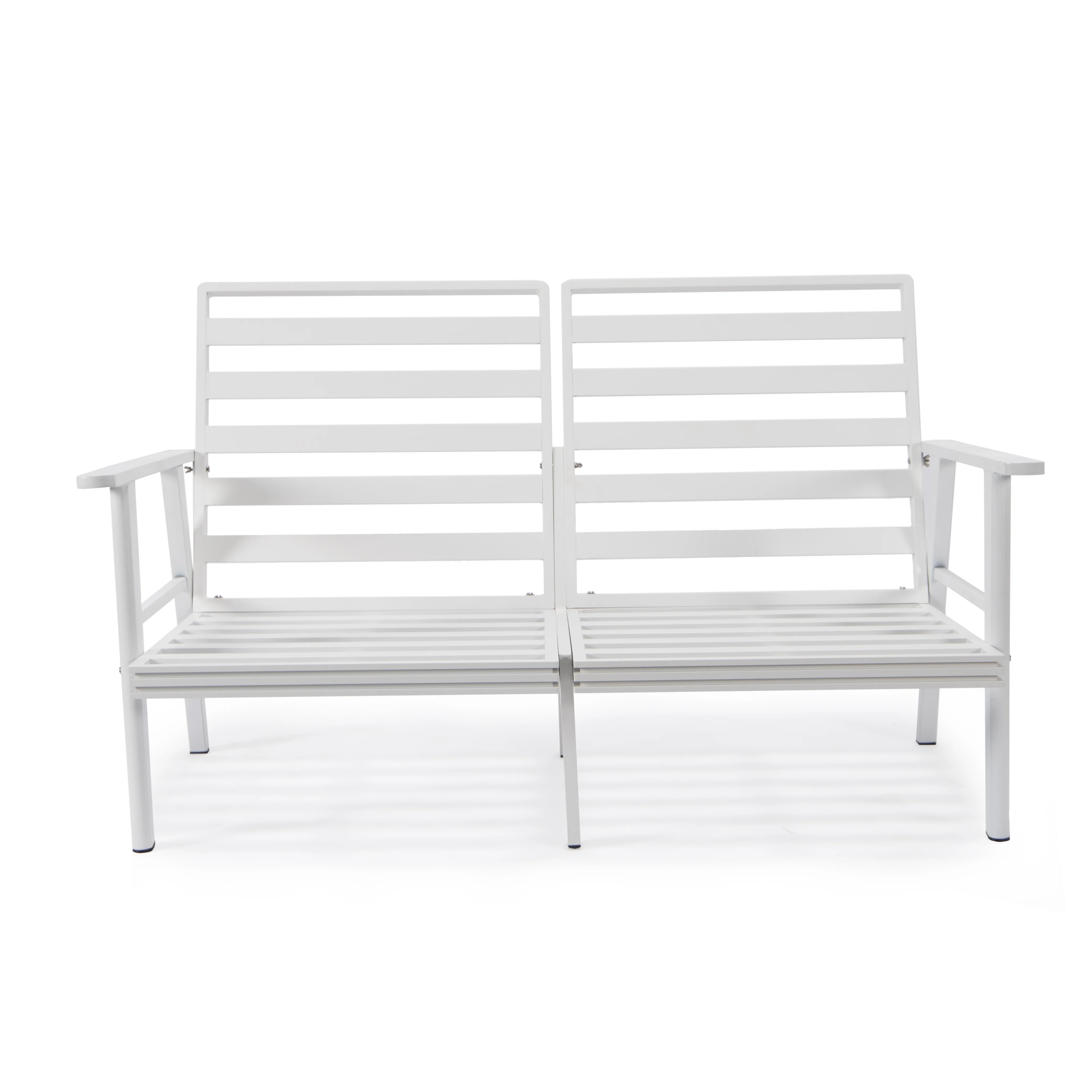Walbrooke Modern Outdoor Patio Loveseat with White Aluminum Frame and Removable Cushions For Patio and Backyard Garden