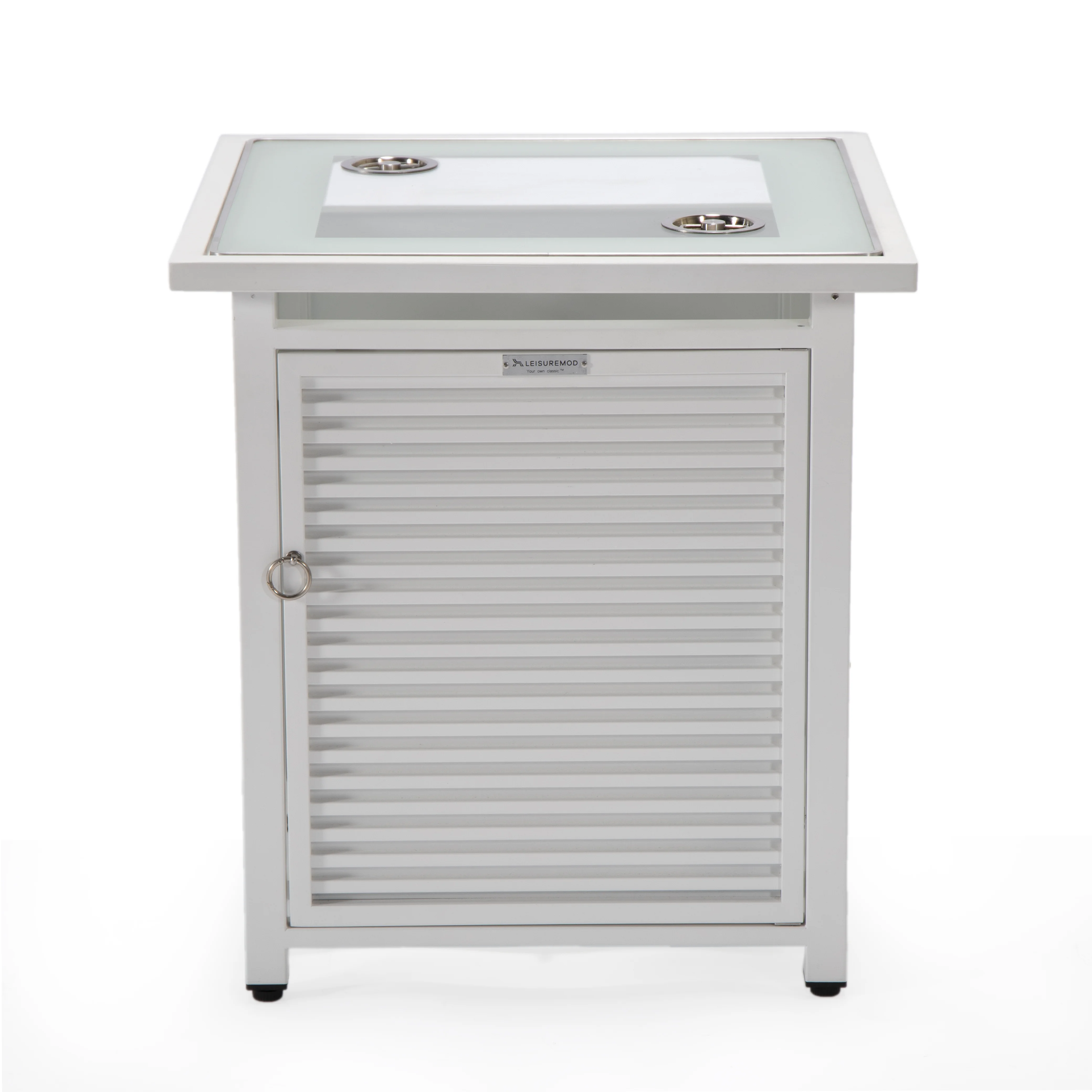 Walbrooke Patio Square Fire Pit and Tank Holder with Slats Design in White