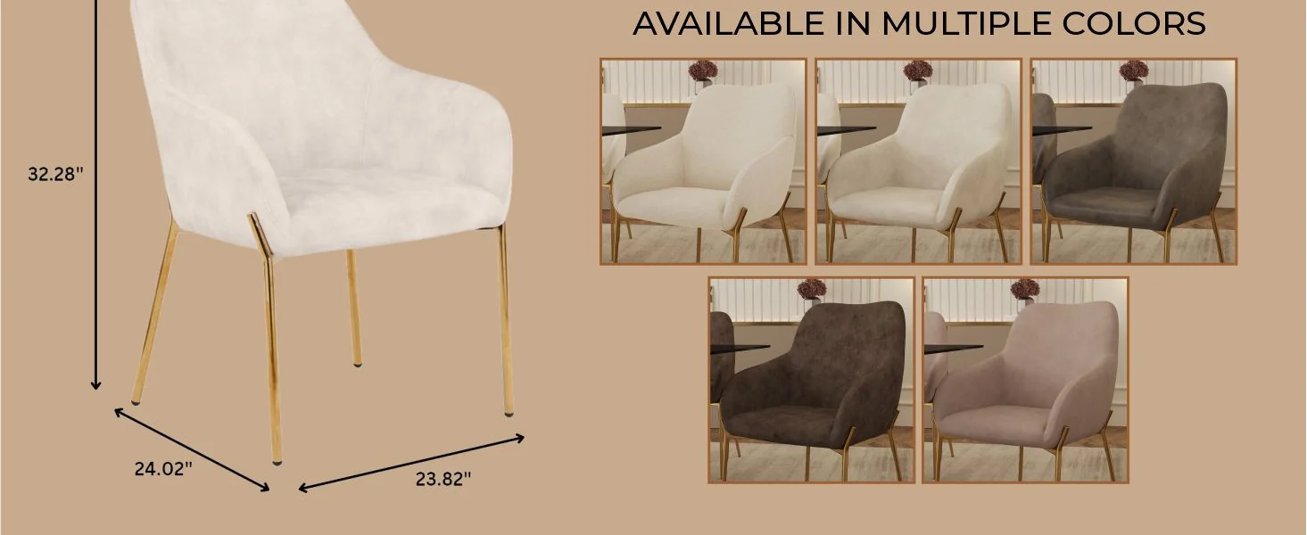 Zaire Collection Modern Dining Chair, Gold Legs and Beige Velvet