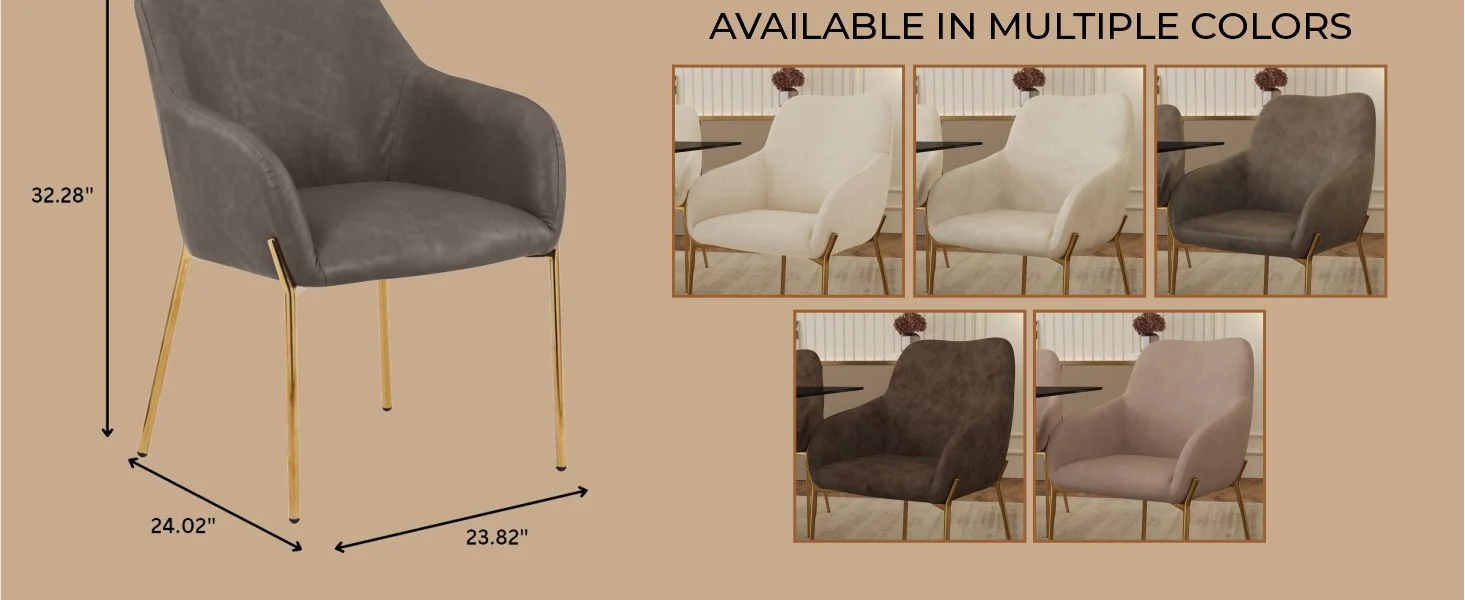 Zaire Collection Modern Dining Chair, Gold Legs and CHarcoal Fabric