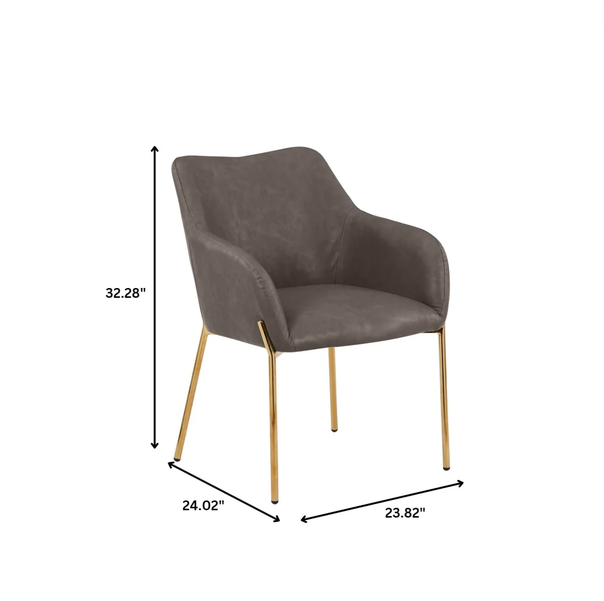 Zaire Collection Modern Dining Chair, Gold Legs and CHarcoal Fabric
