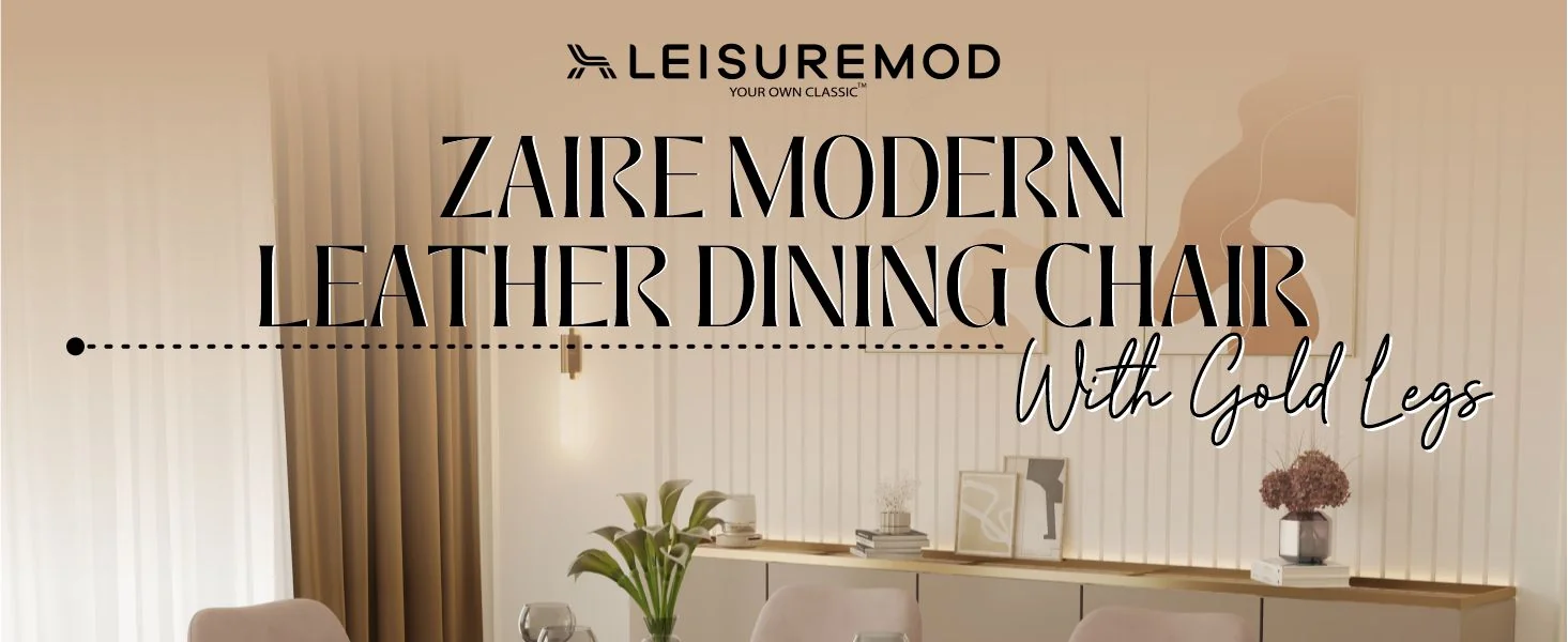 Zaire Collection Modern Dining Chair, Gold Legs and Taupe Fabric