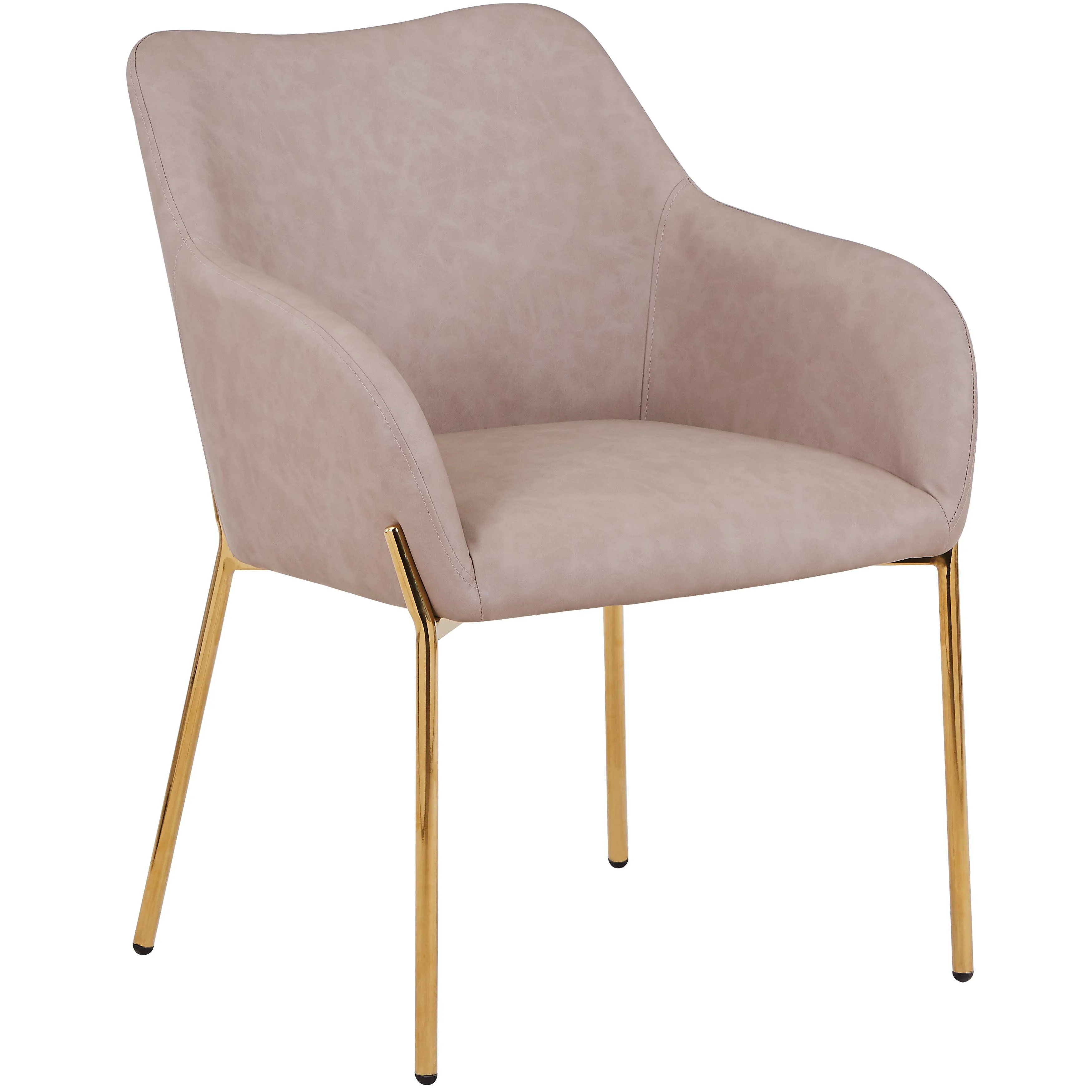Zaire Collection Modern Dining Chair, Gold Legs and Taupe Fabric