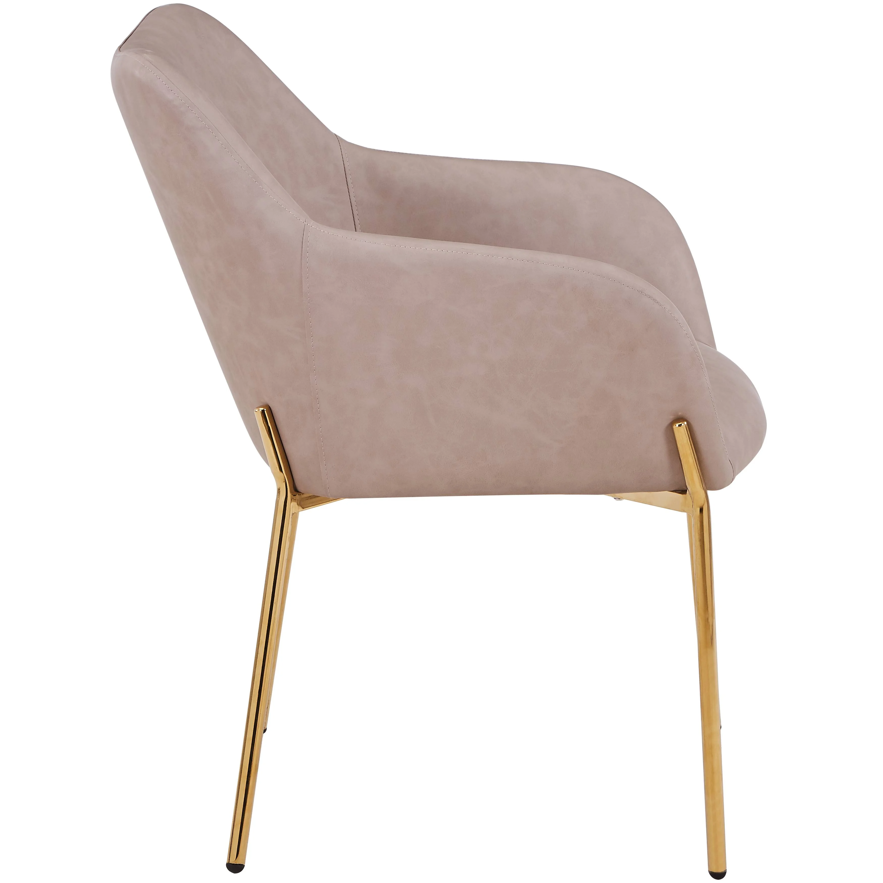 Zaire Collection Modern Dining Chair, Gold Legs and Taupe Fabric