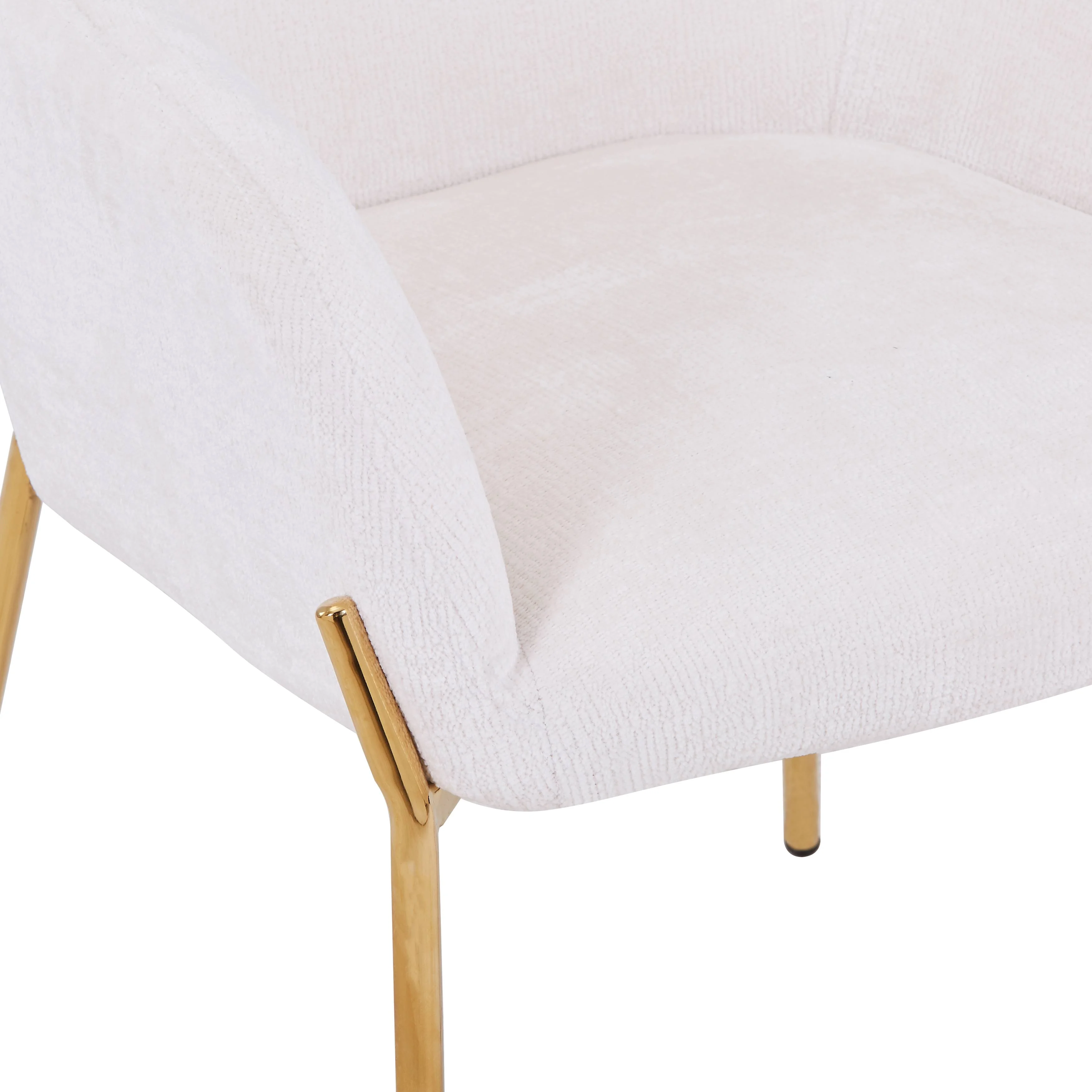 Zaire Collection Modern Dining Chair, Gold Legs and White Boucle