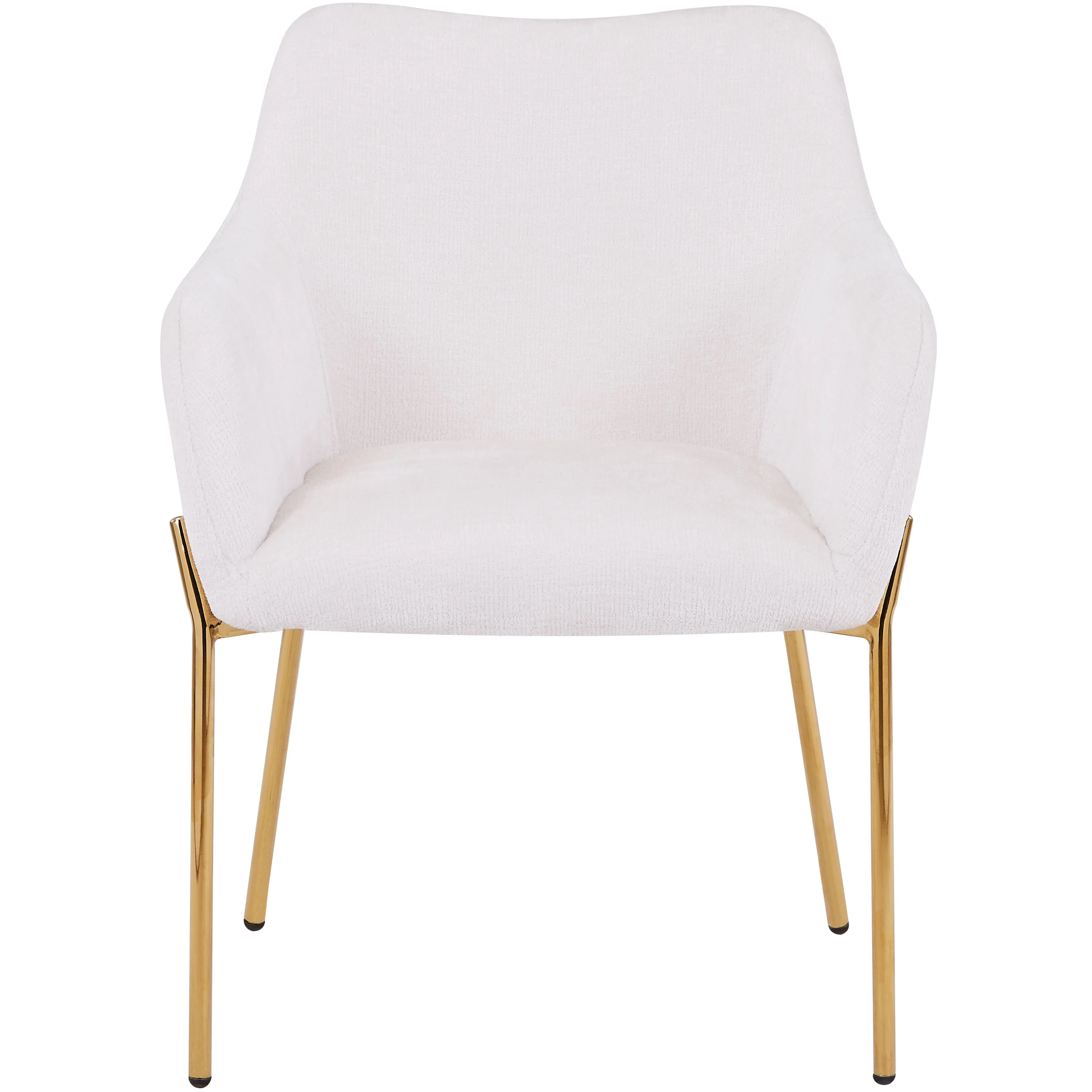 Zaire Collection Modern Dining Chair, Gold Legs and White Boucle