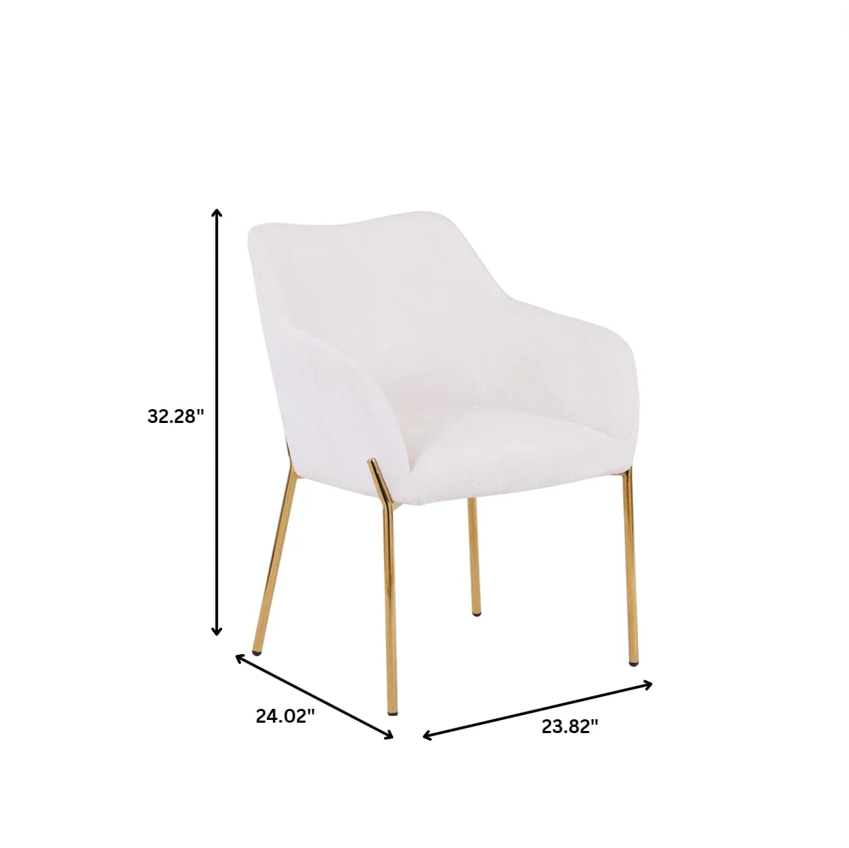 Zaire Collection Modern Dining Chair, Gold Legs and White Boucle