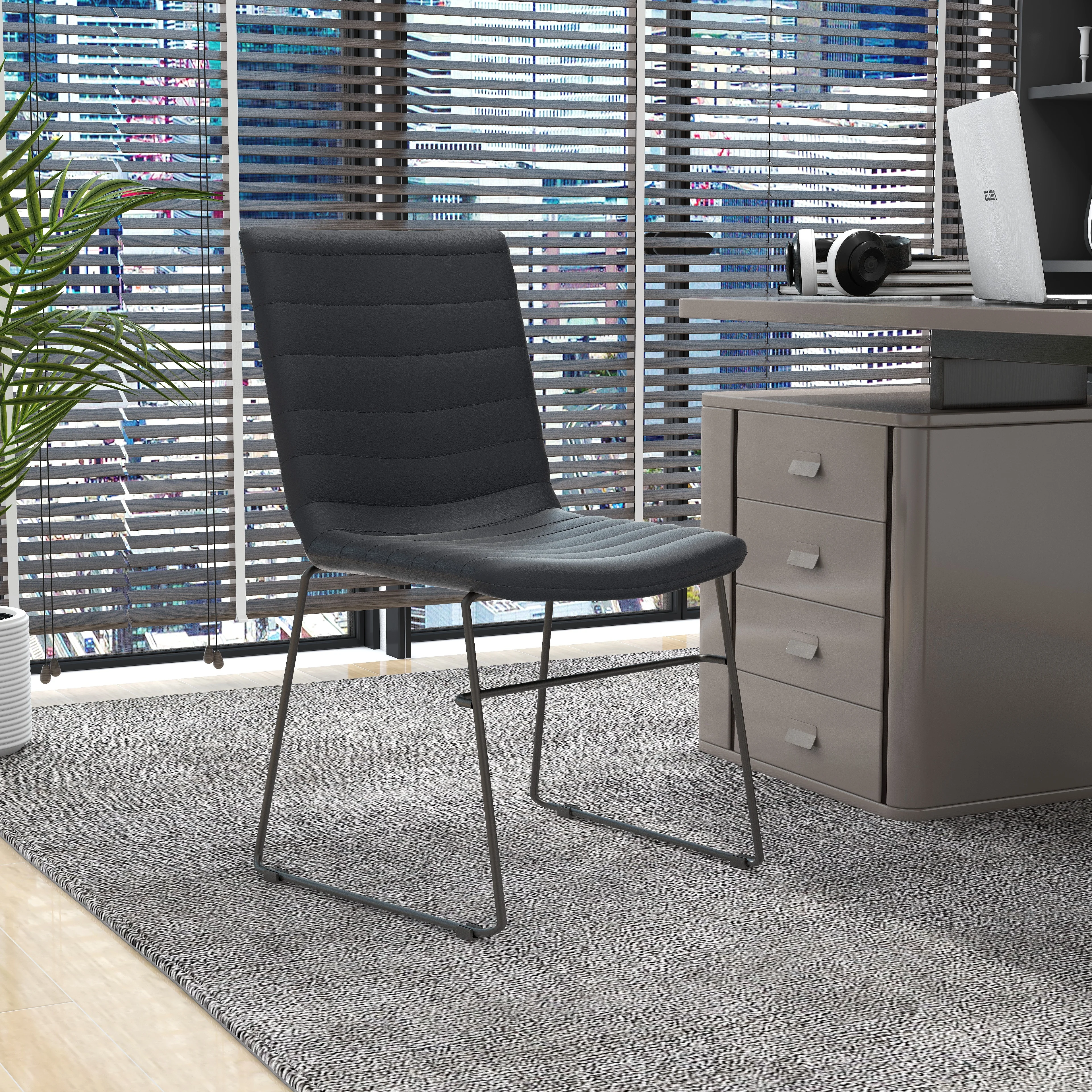 Zylar Series Office Guest Chair in Black Leather