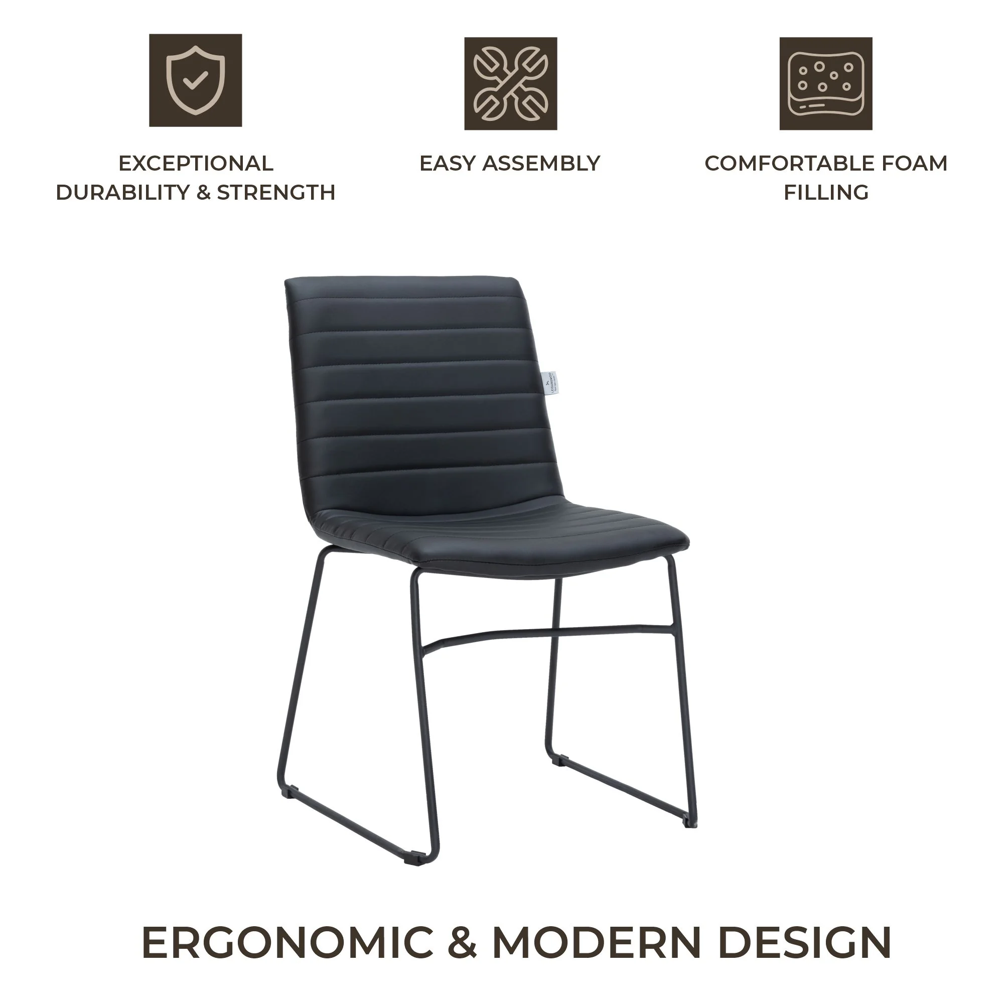 Zylar Series Office Guest Chair in Black Leather