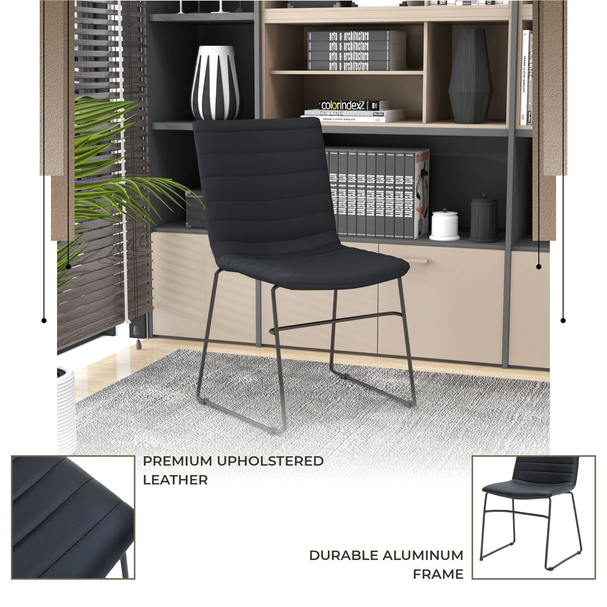 Zylar Series Office Guest Chair in Black Leather