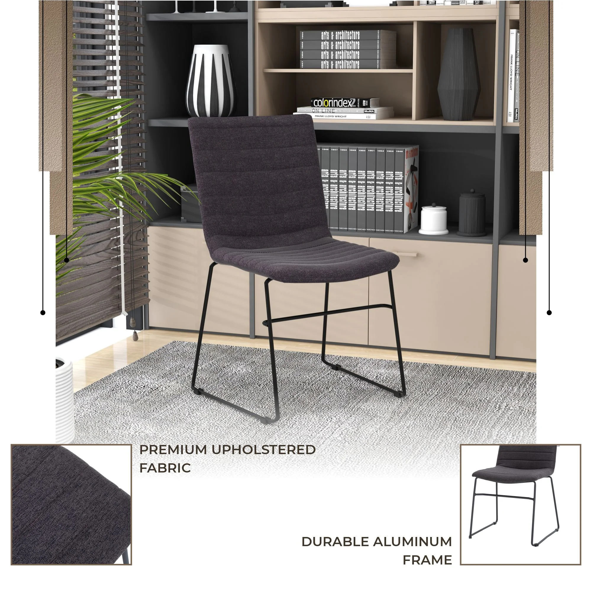 Zylar Series Office Guest Chair in Brown Fabric