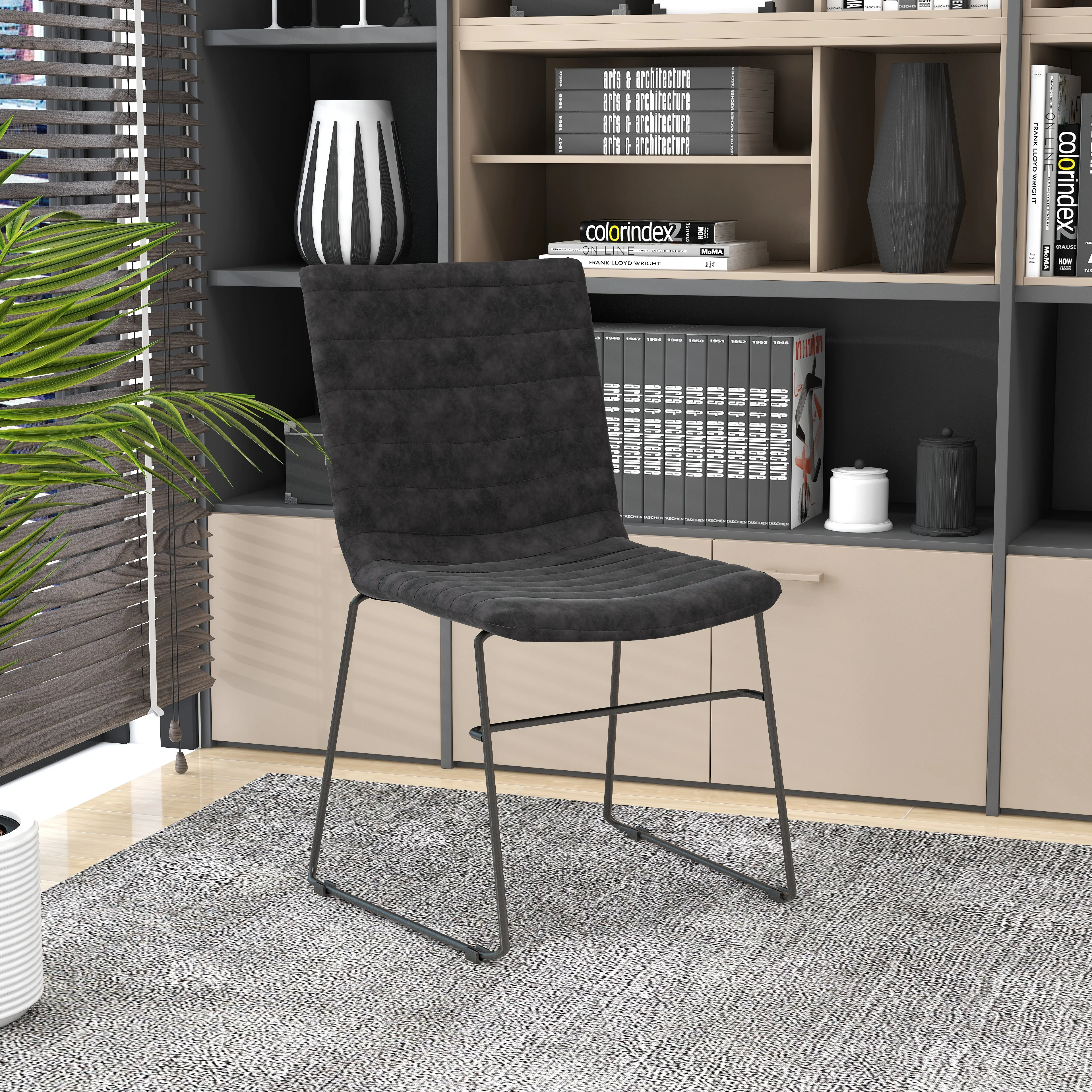Zylar Series Office Guest Chair in Charcoal Leather