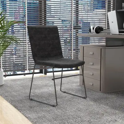 Zylar Series Office Guest Chair in Charcoal Leather