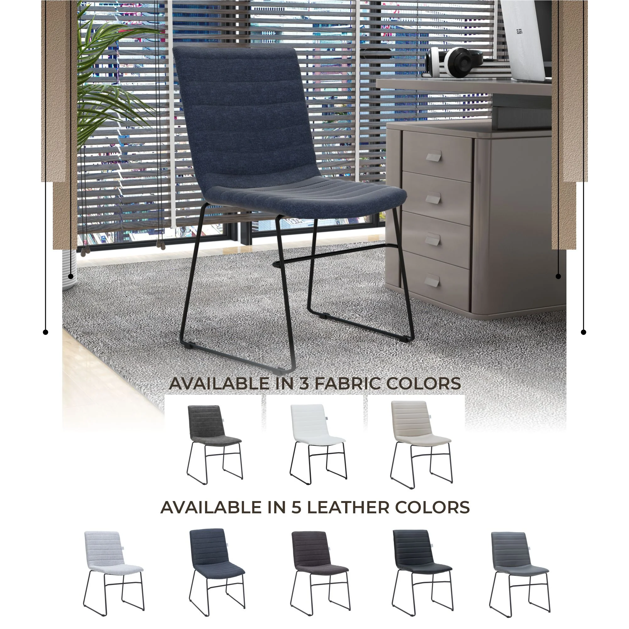 Zylar Series Office Guest Chair in Dark Blue Fabric