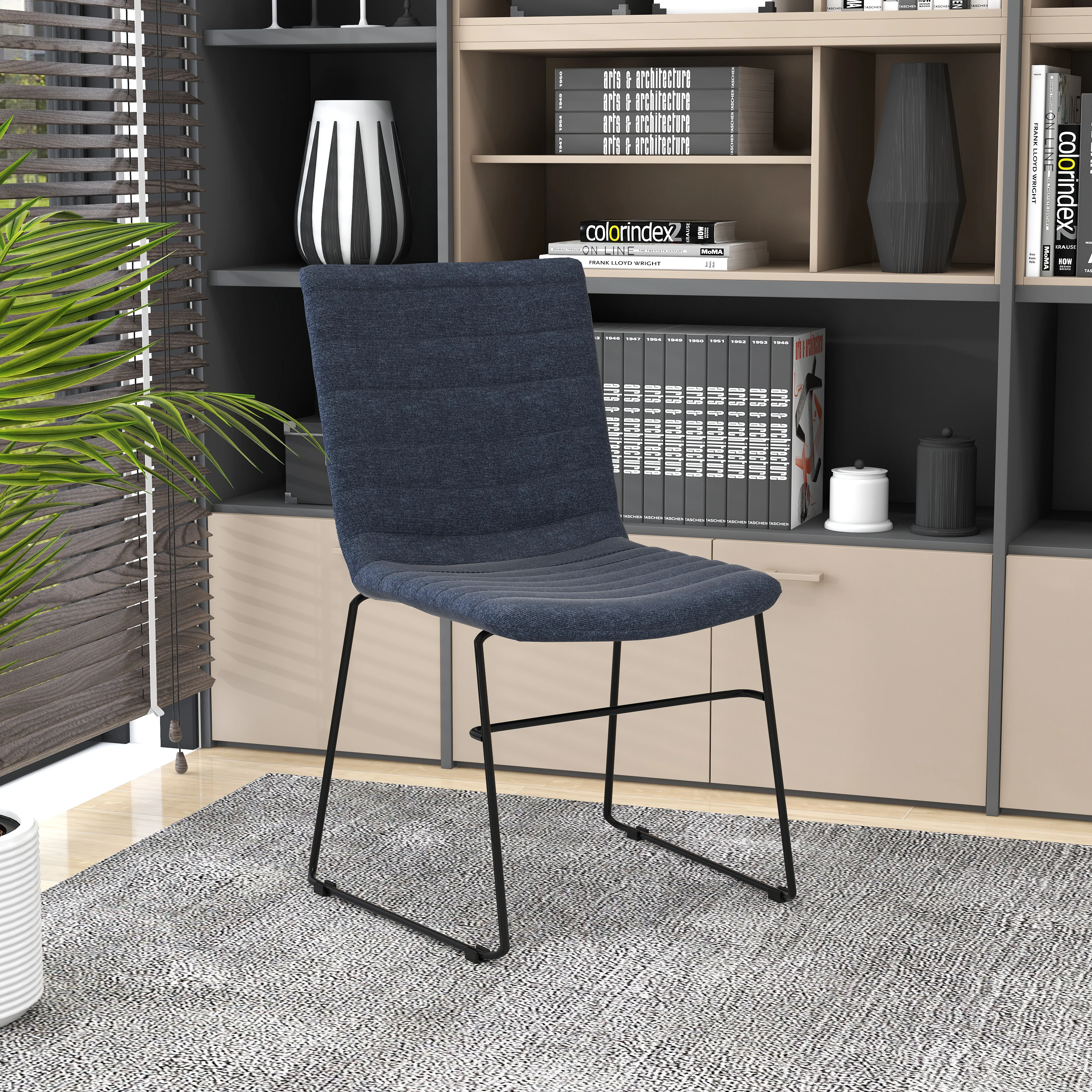 Zylar Series Office Guest Chair in Dark Blue Fabric