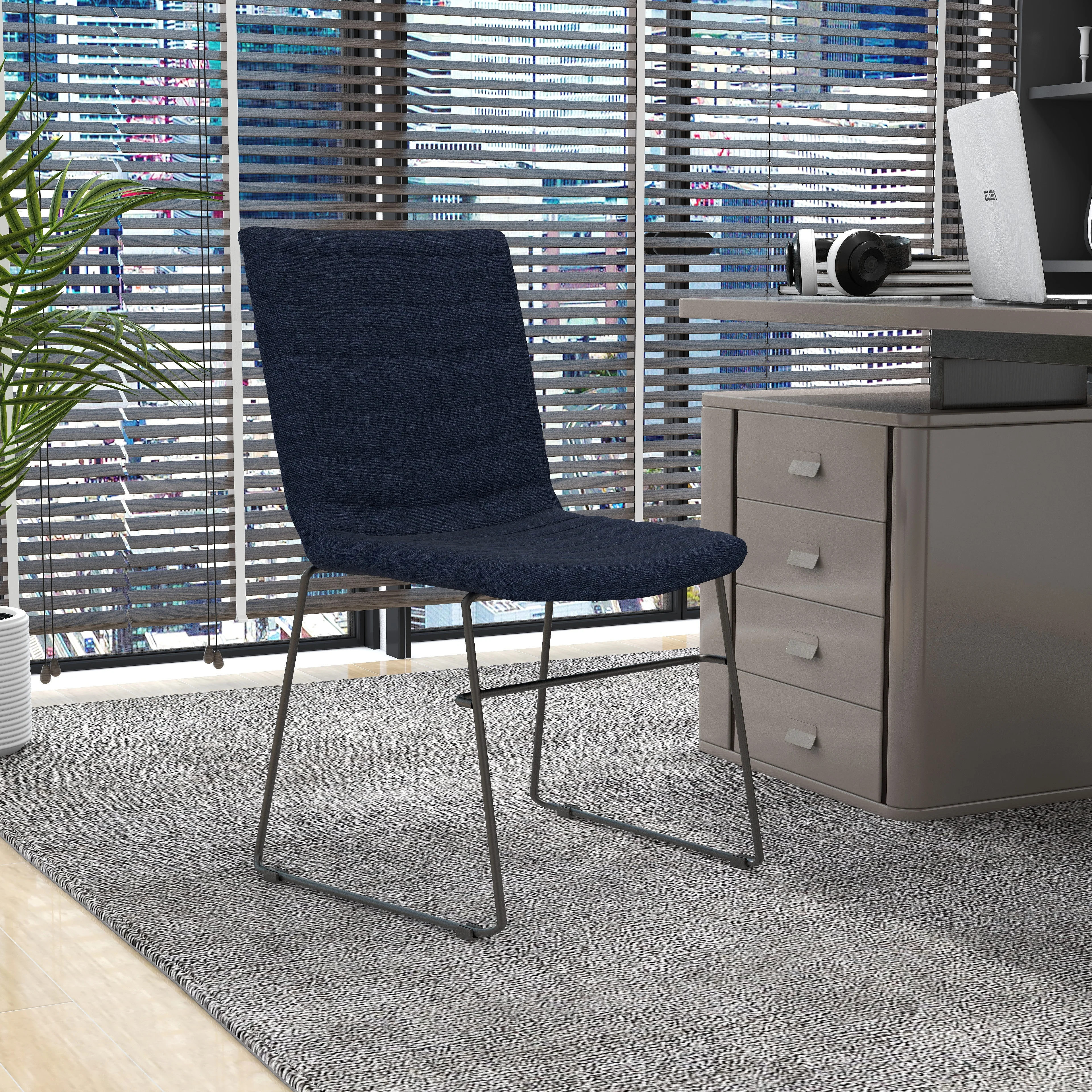 Zylar Series Office Guest Chair in Dark Blue Fabric