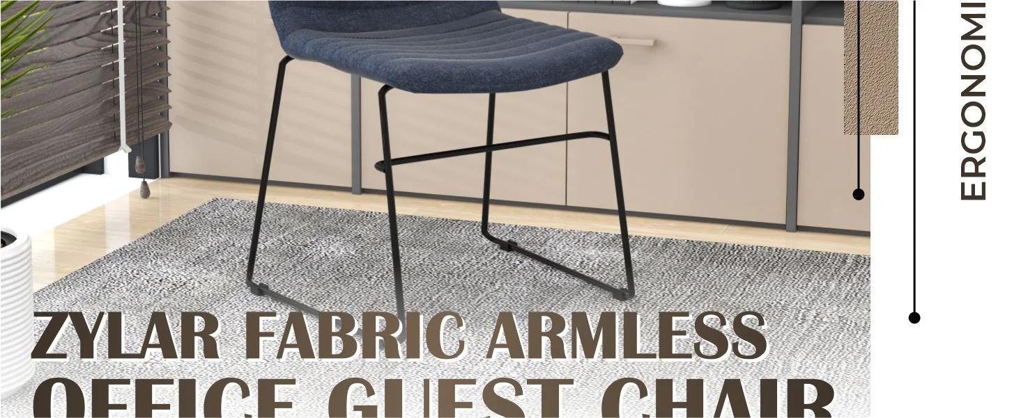 Zylar Series Office Guest Chair in Dark Blue Fabric