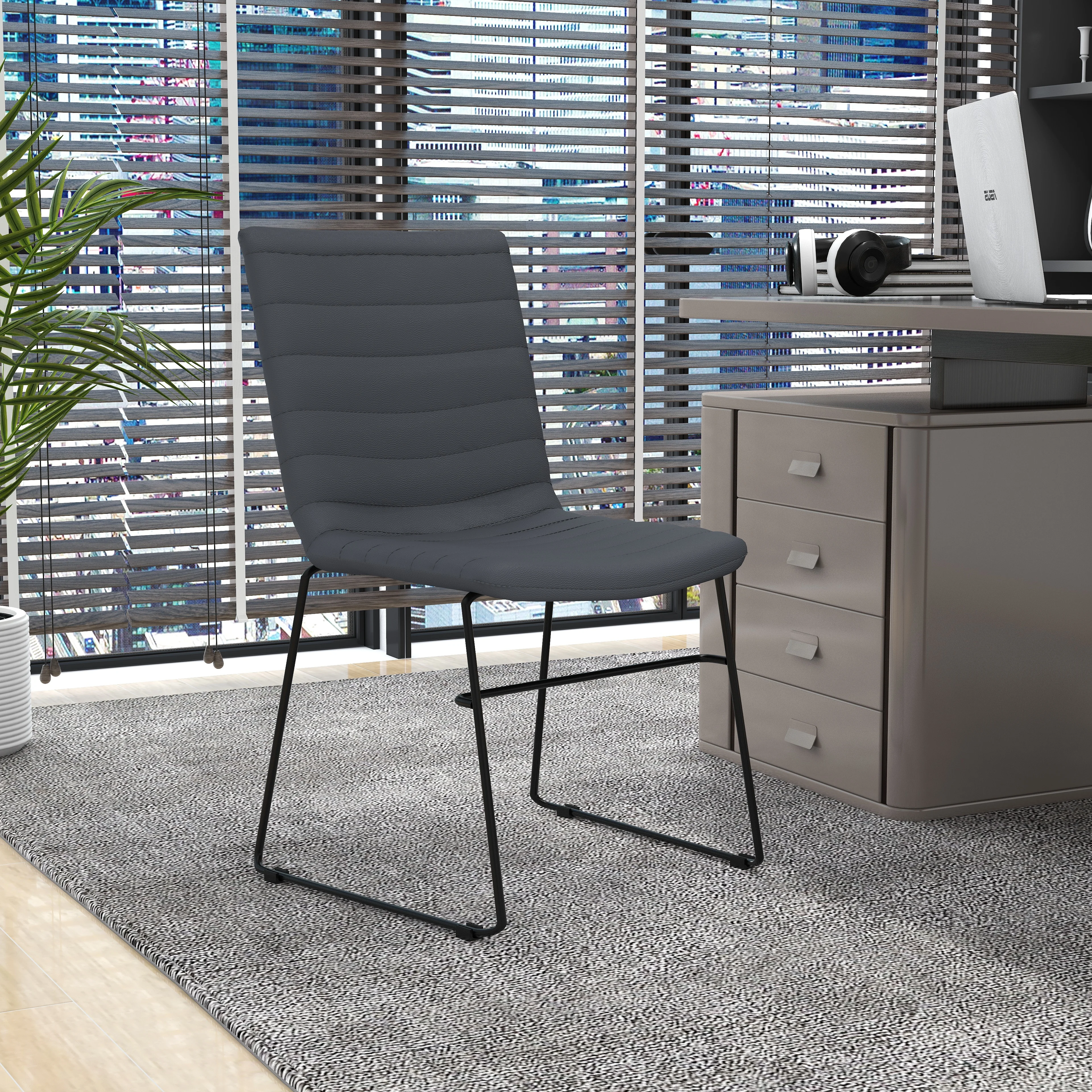 Zylar Series Office Guest Chair in Grey Leather