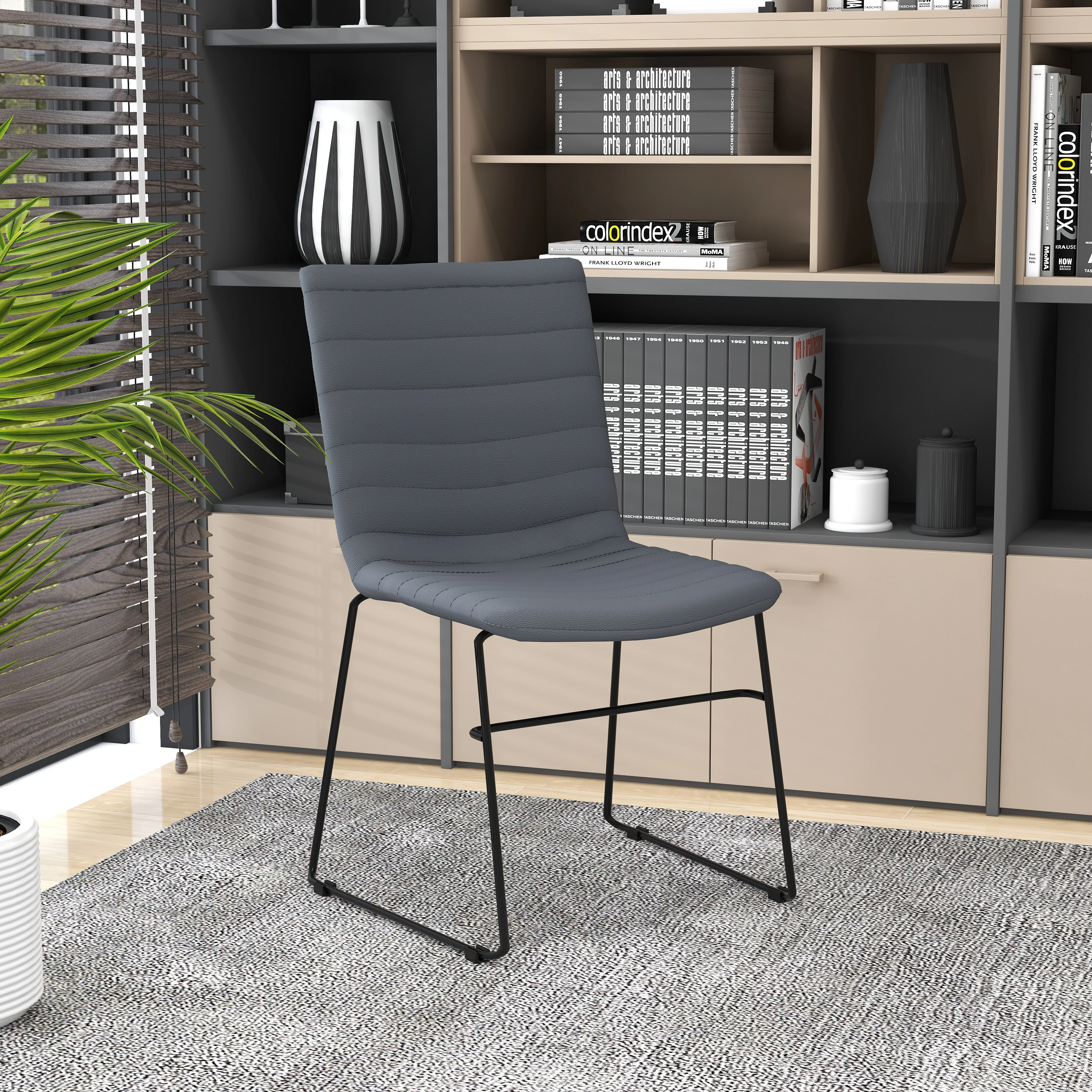 Zylar Series Office Guest Chair in Grey Leather