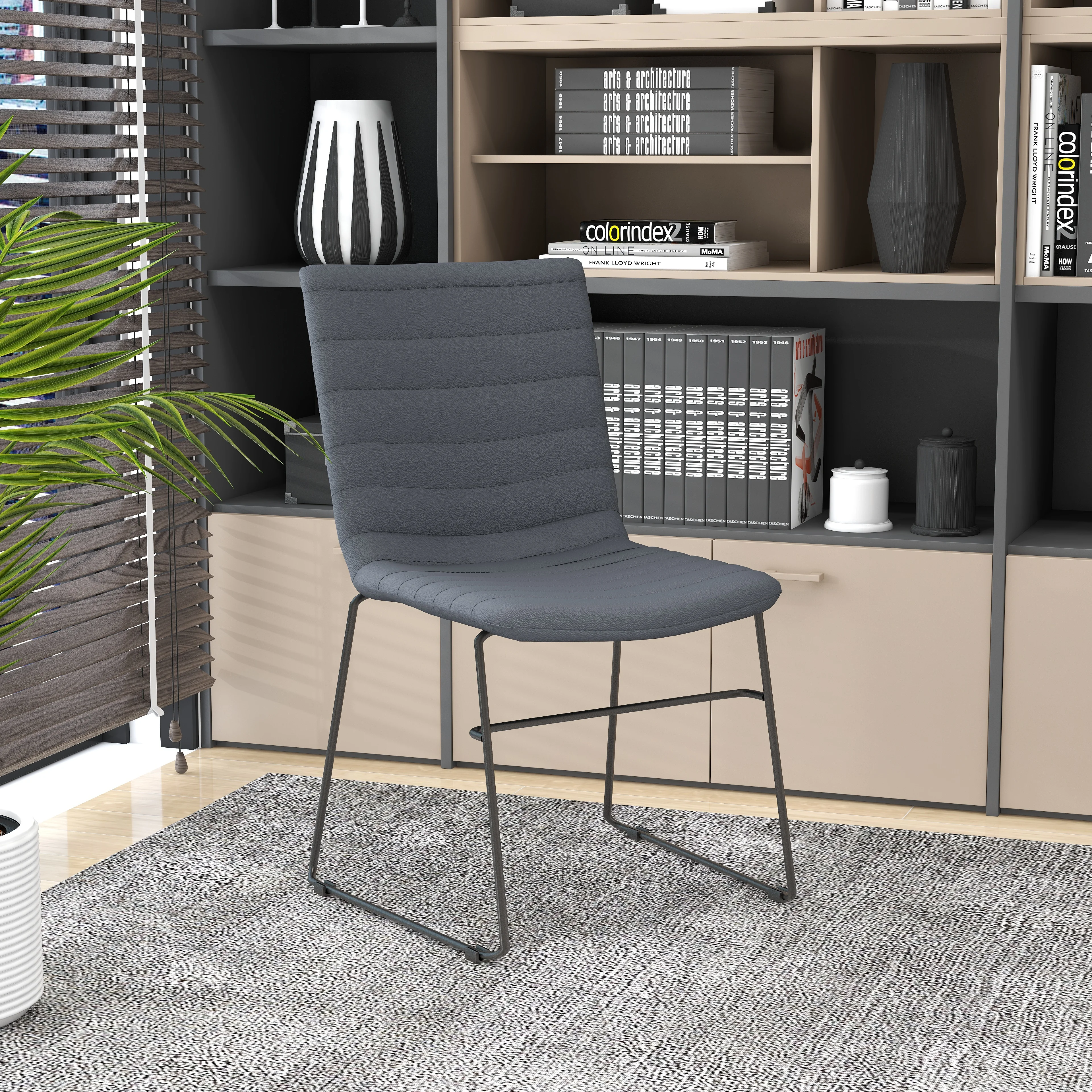 Zylar Series Office Guest Chair in Grey Leather