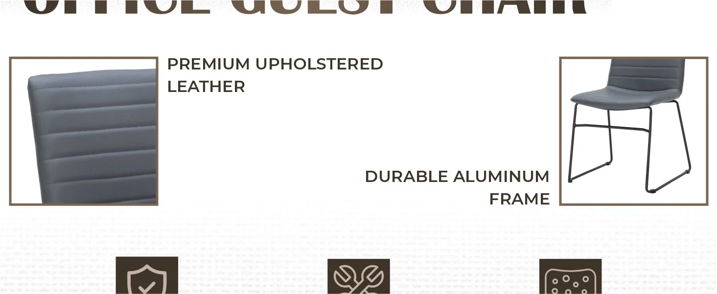 Zylar Series Office Guest Chair in Grey Leather