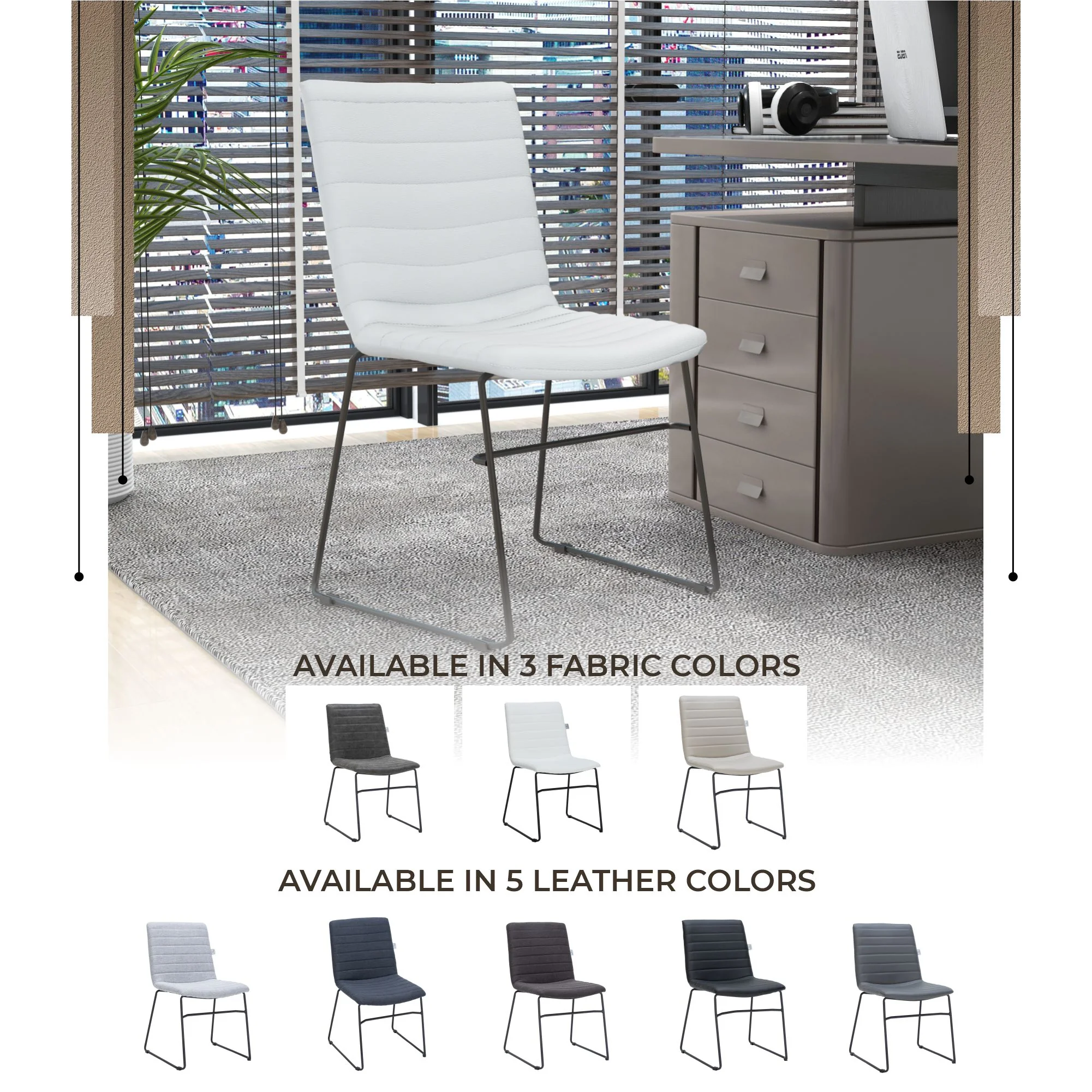 Zylar Series Office Guest Chair in White Leather