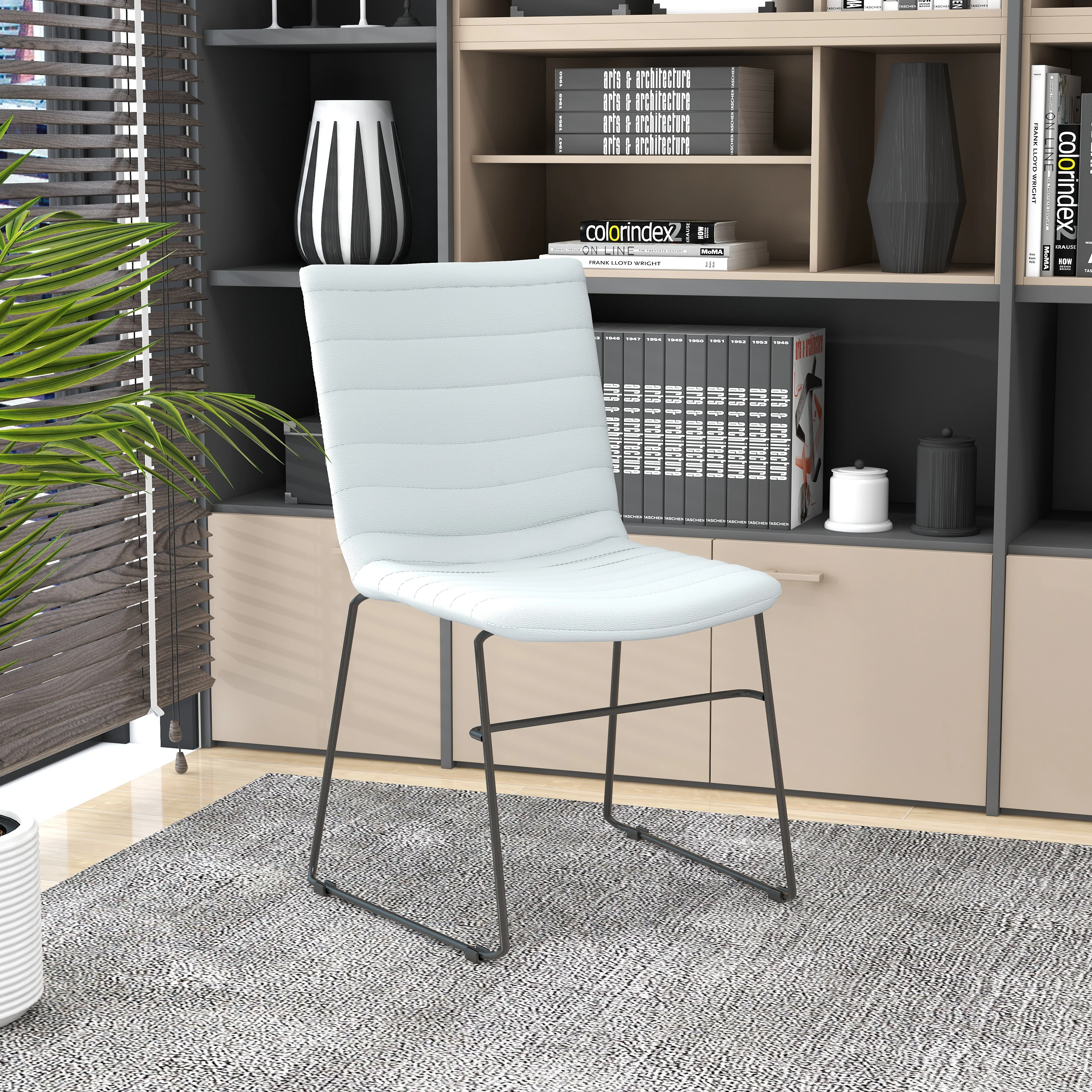 Zylar Series Office Guest Chair in White Leather