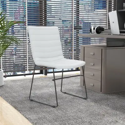 Zylar Series Office Guest Chair in White Leather