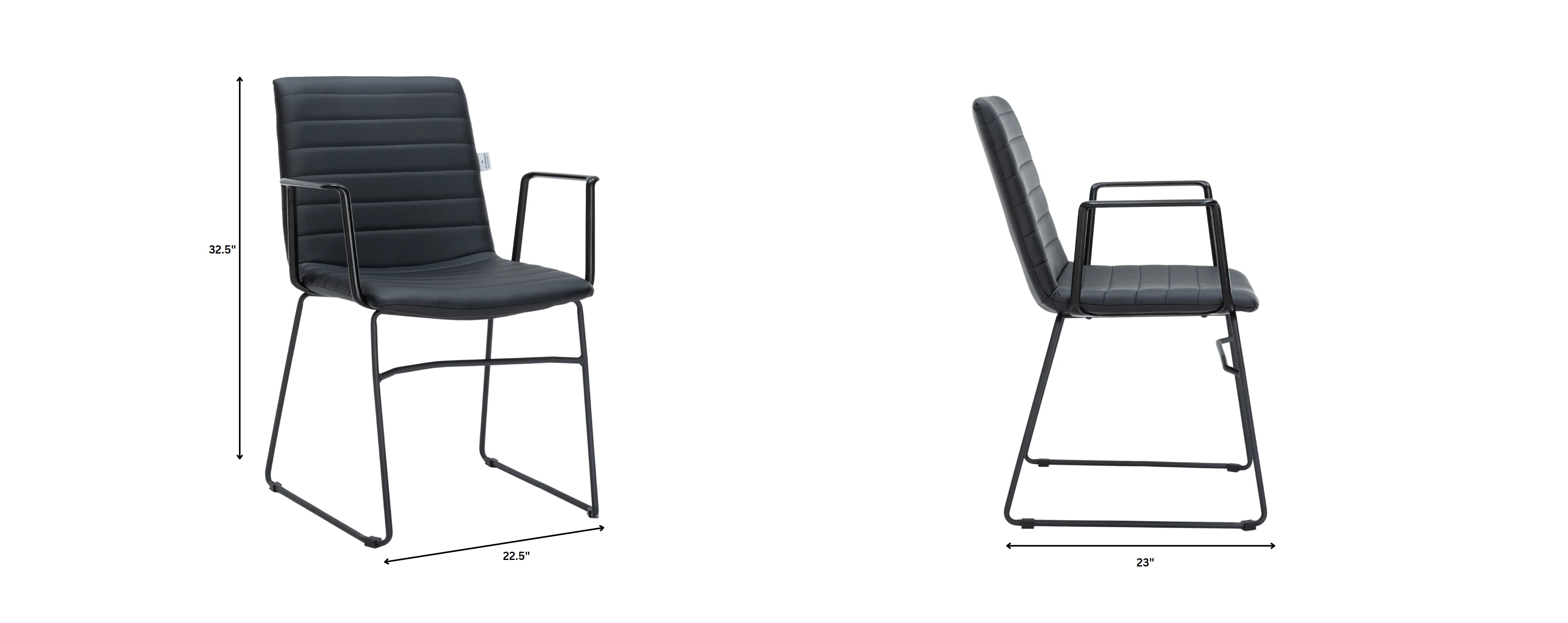 Zylar Series Office Guest Arm Chair in Black Leather