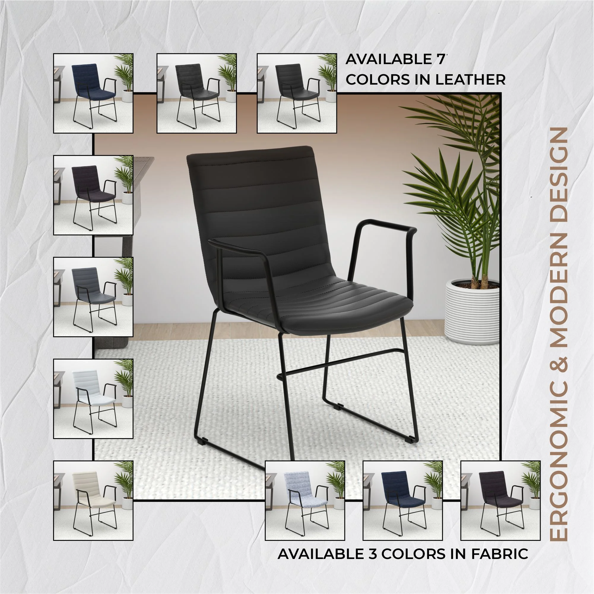 Zylar Series Office Guest Arm Chair in Black Leather