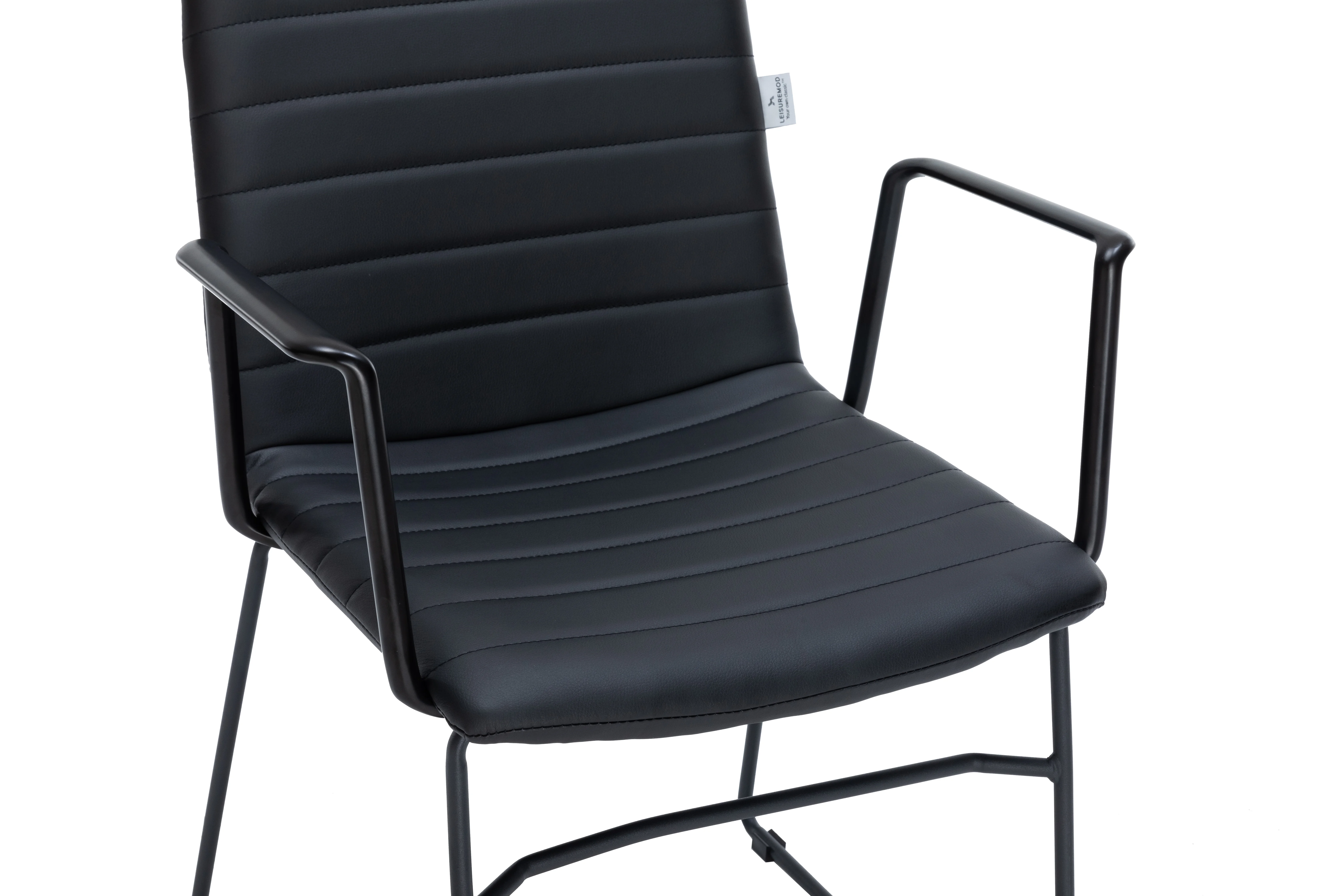 Zylar Series Office Guest Arm Chair in Black Leather