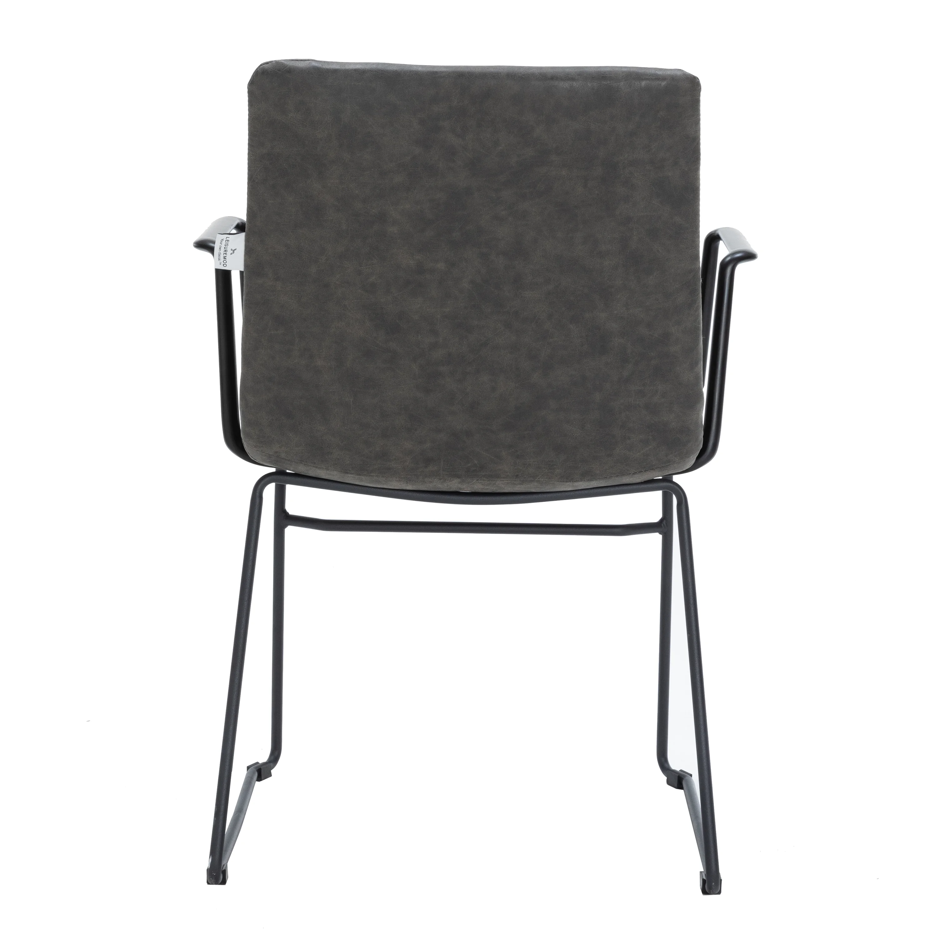 Zylar Series Office Guest Arm Chair in Charcoal Leather