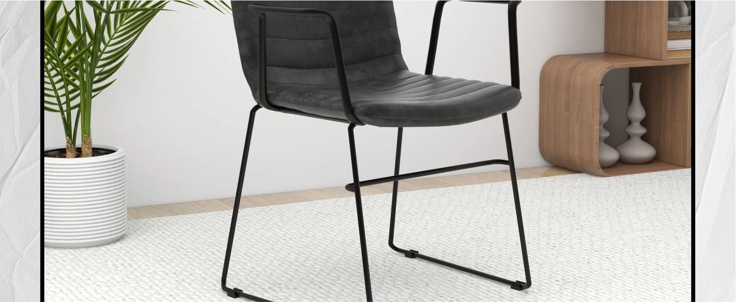 Zylar Series Office Guest Arm Chair in Charcoal Leather