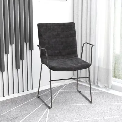 Zylar Series Office Guest Arm Chair in Charcoal Leather