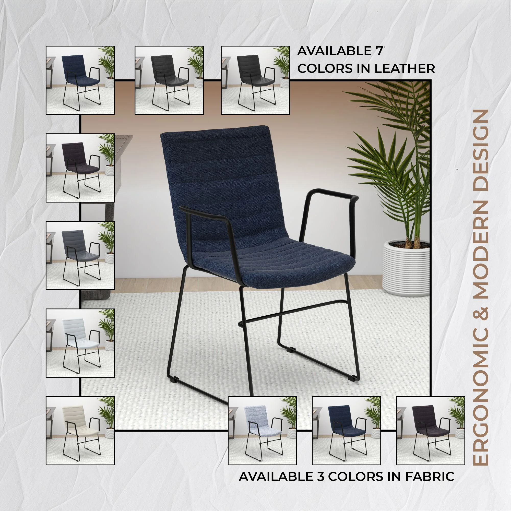 Zylar Series Office Guest Arm Chair in Dark Blue Fabric