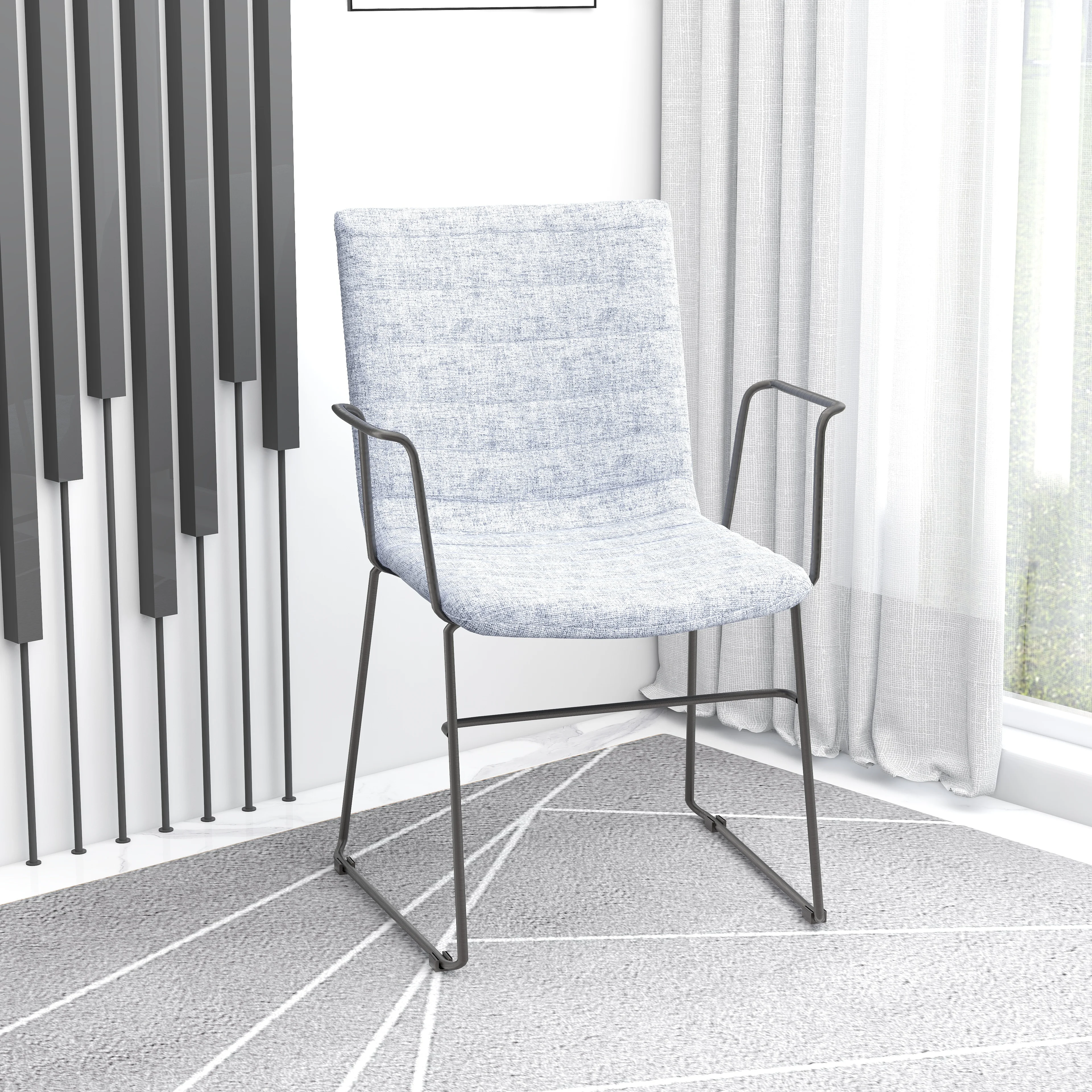 Zylar Series Office Guest Arm Chair in Grey Fabric