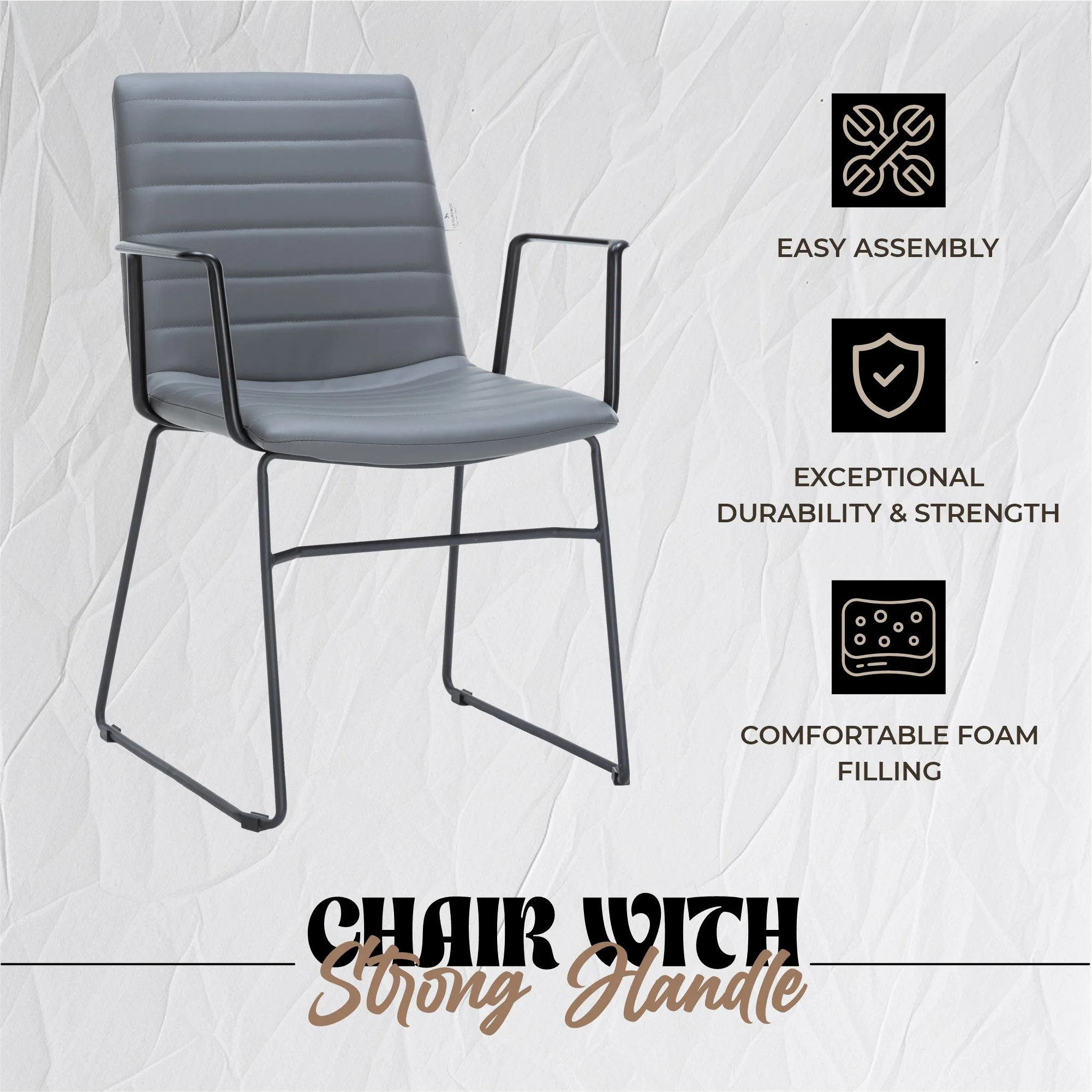 Zylar Series Office Guest Arm Chair in Grey Leather