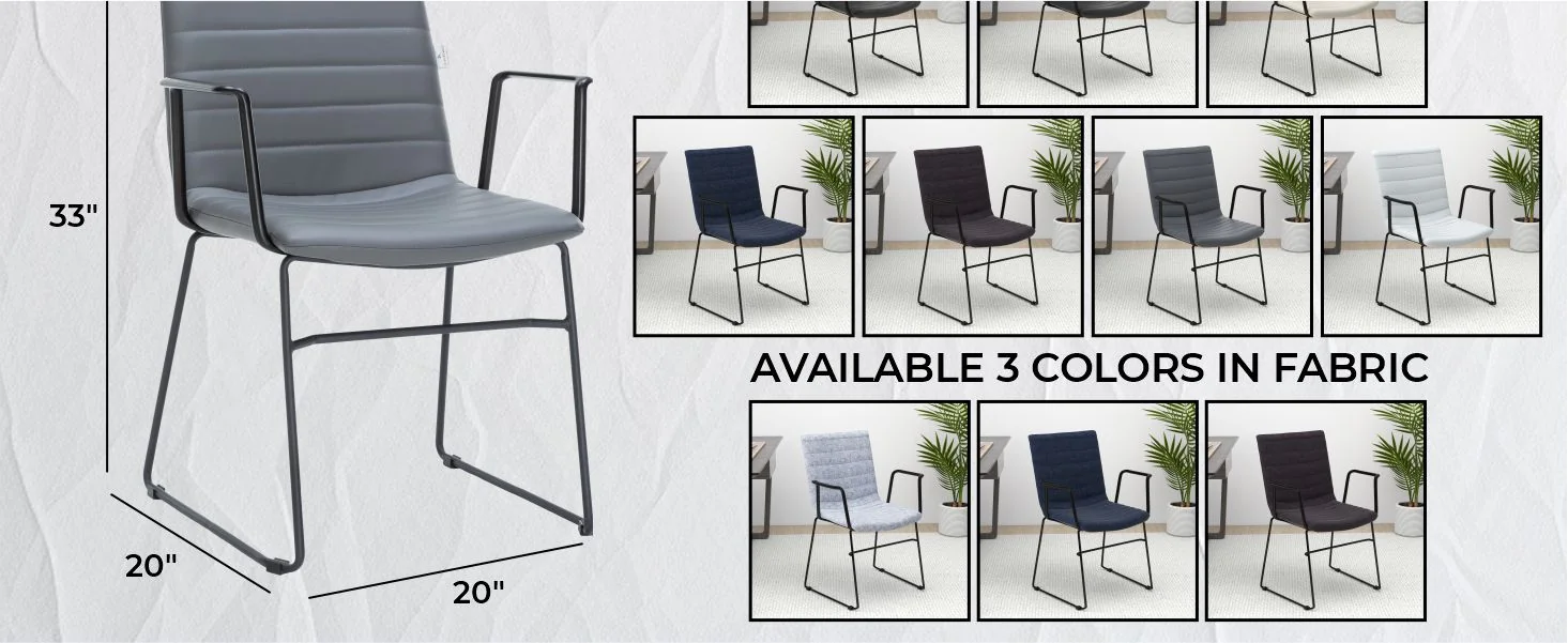 Zylar Series Office Guest Arm Chair in Grey Leather