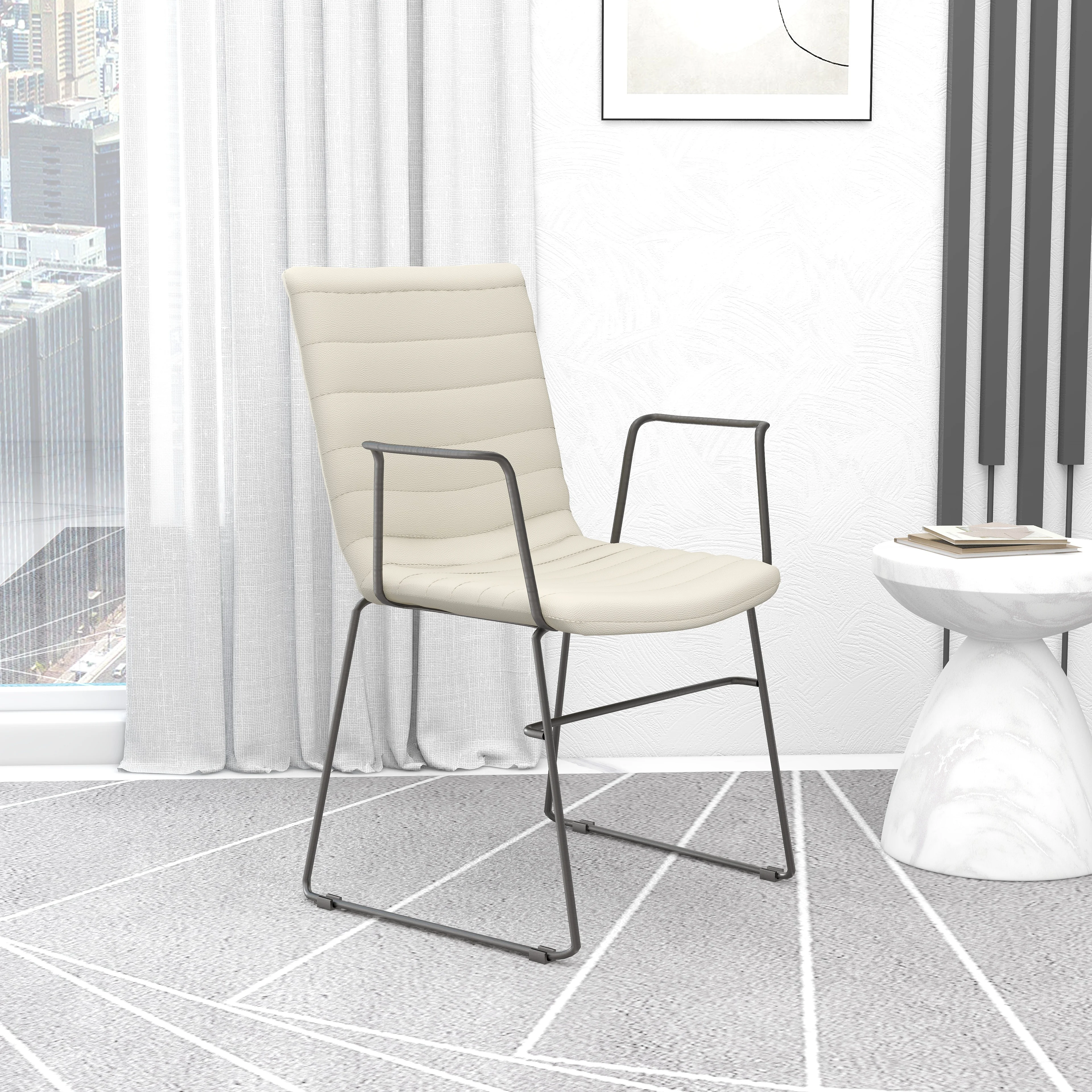 Zylar Series Office Guest Arm Chair in Tan Leather